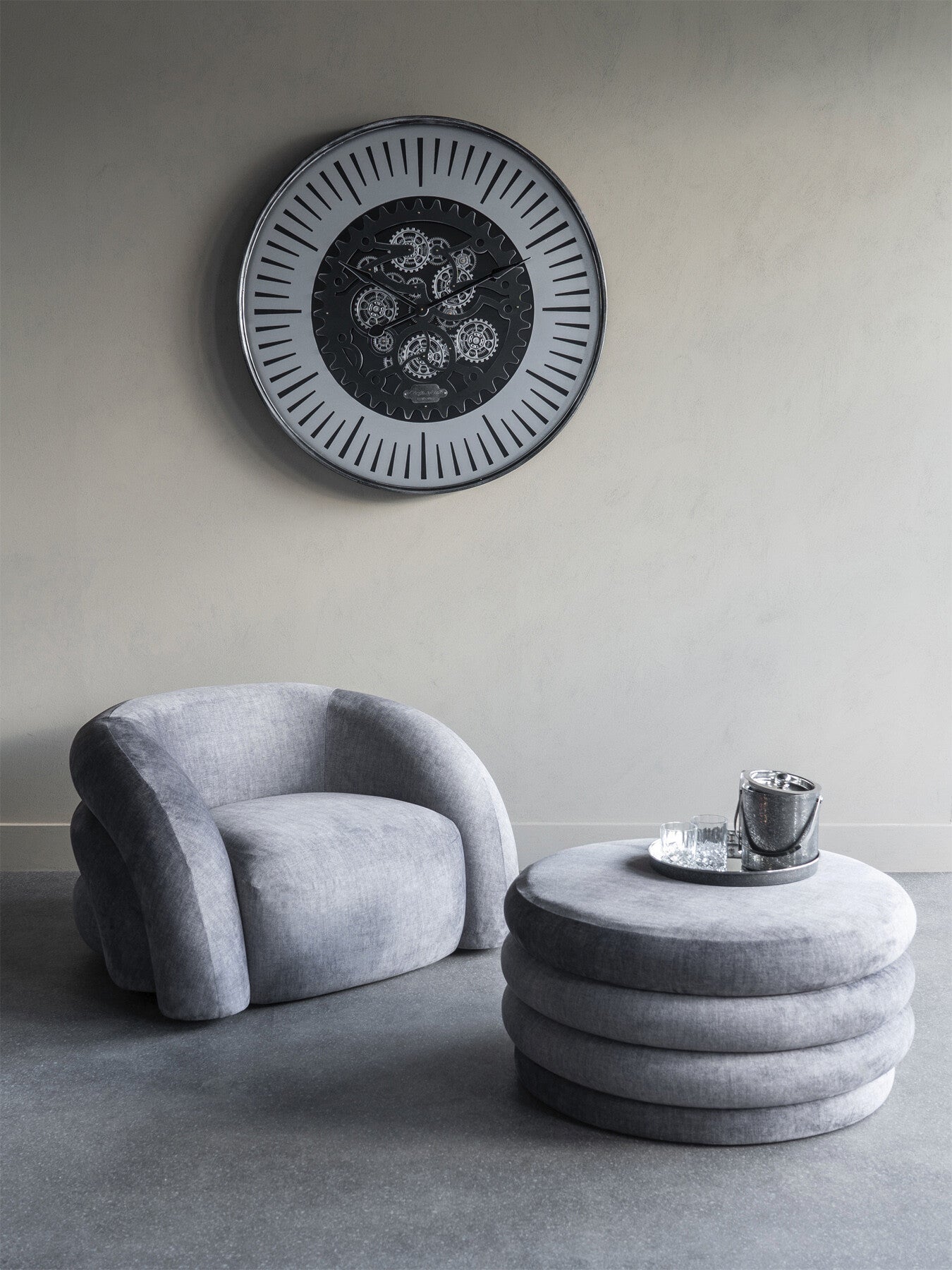 Palladium Wall Clock with moving Dials Black N
