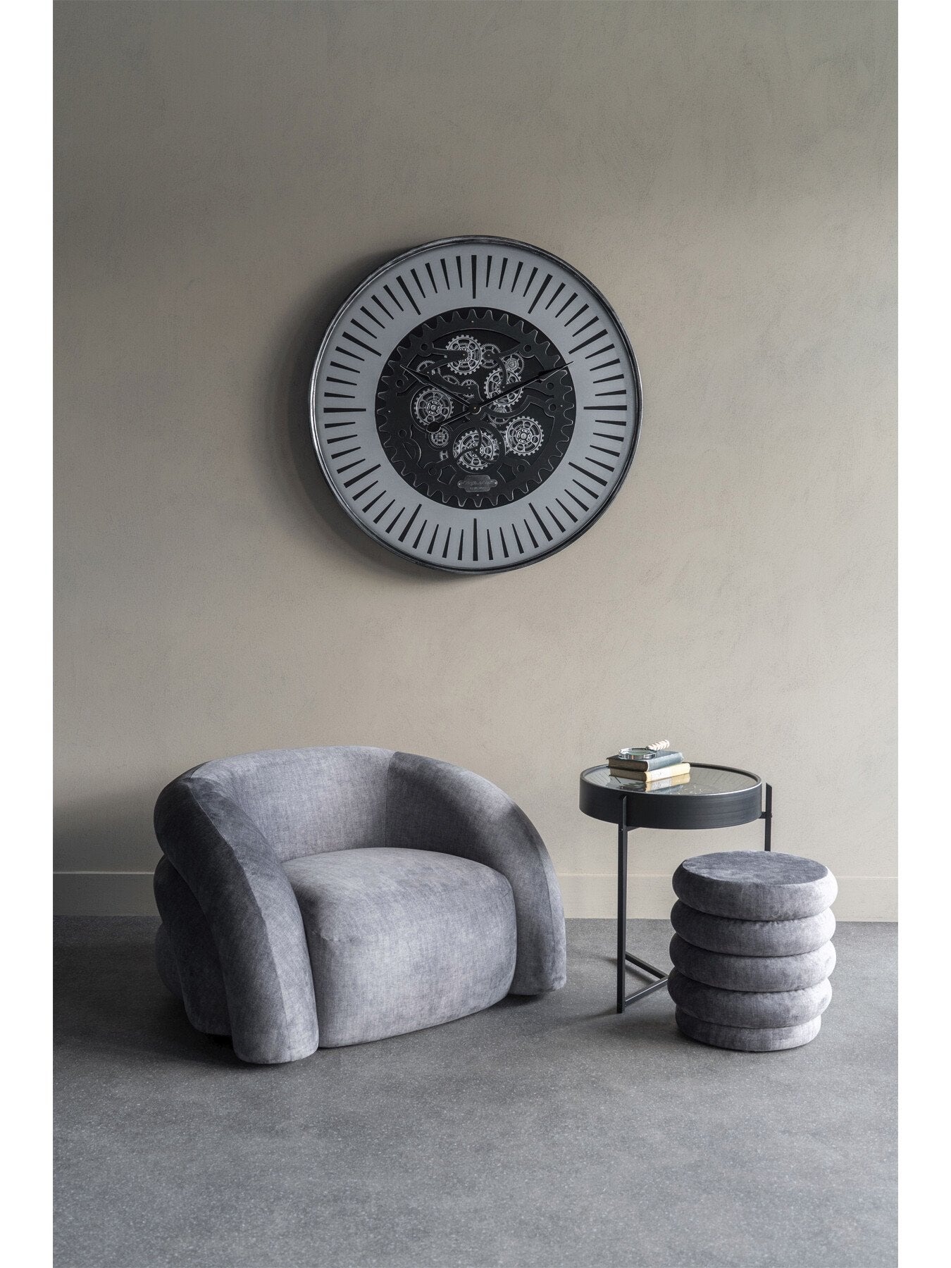 Palladium Side Table Clock with Moving Dials B
