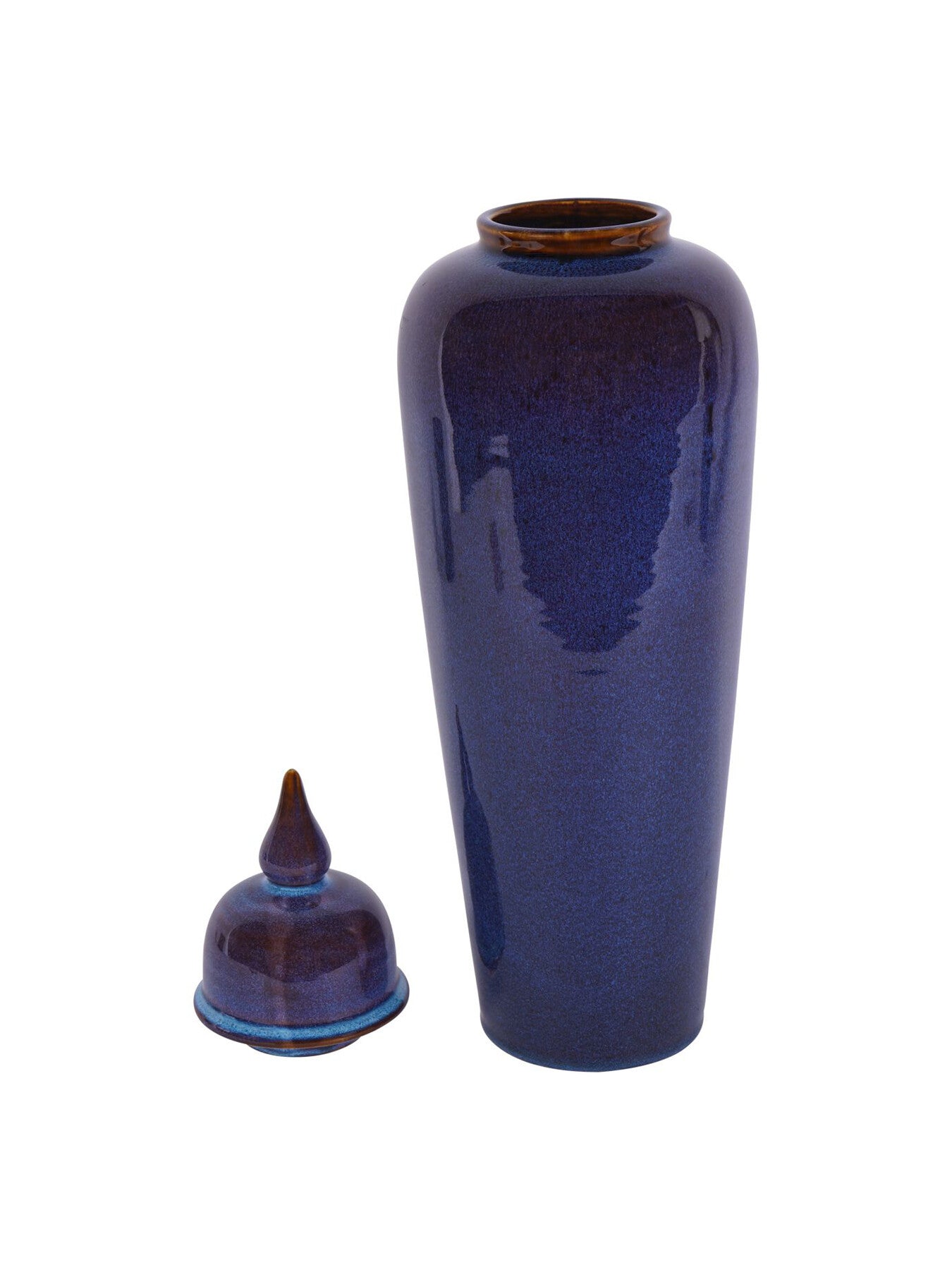 Mediterranean Ginger Jar Reactive Glazed Ceramic Blue