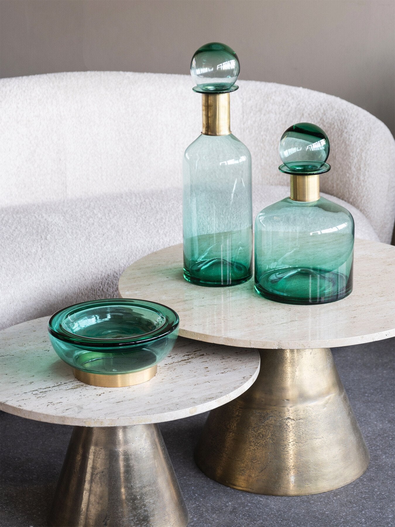 Jorum Collection Glass Bottle Tall with Lid Brass Detai