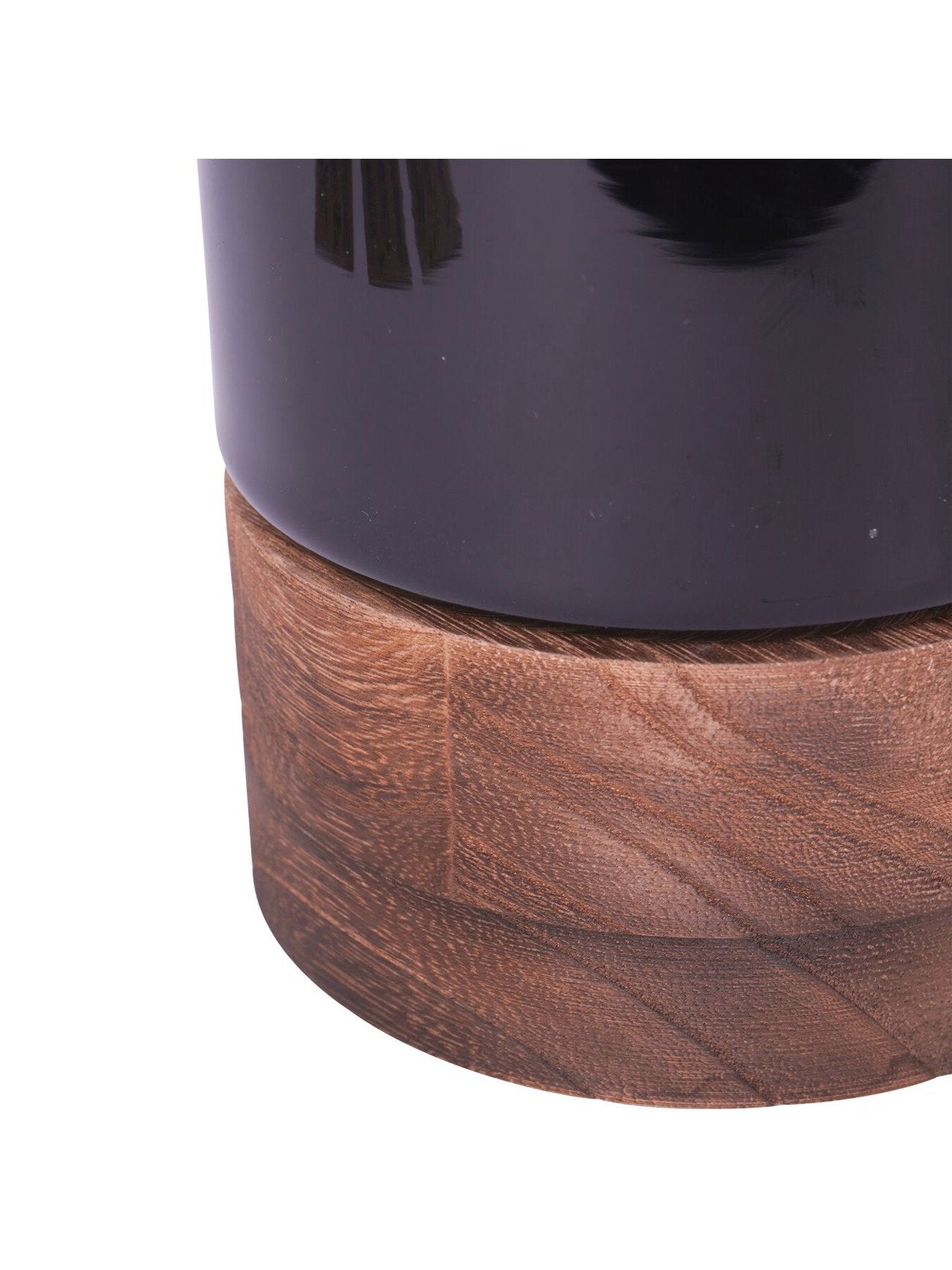 Noir Glass Votive Vase with Wooden Base 20.5cm