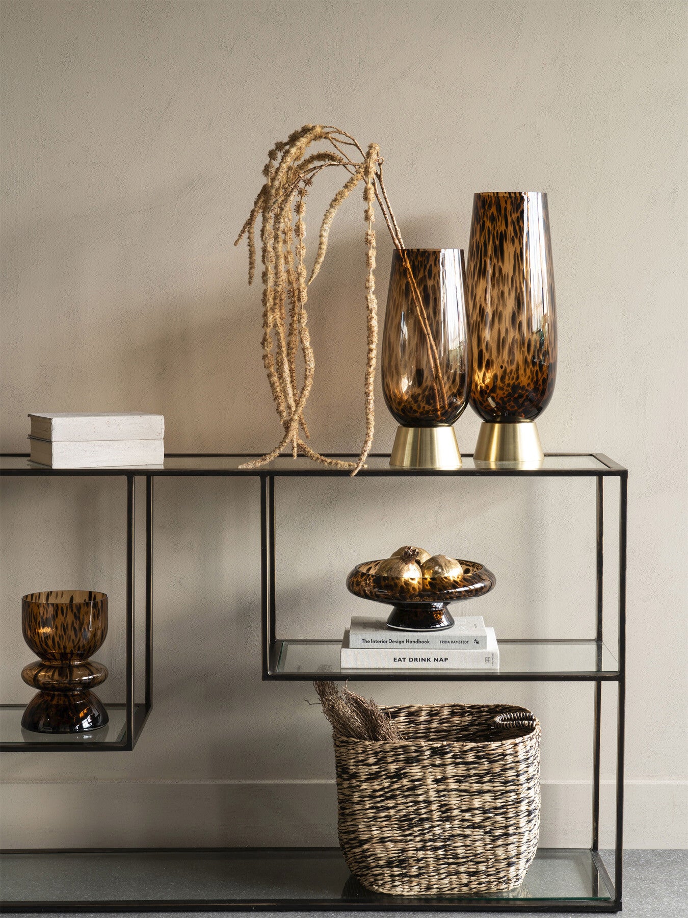 Savanna Glass Vase with Brass Base 50cm