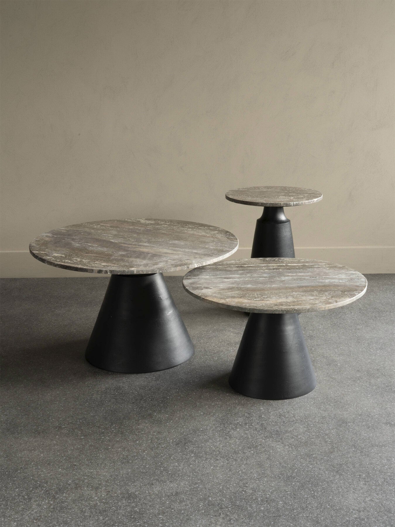 Clifton II Charcoal Black and Dark Travertine Coffee Table