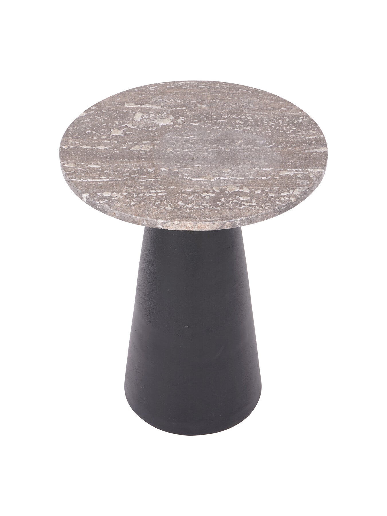 Clifton II Charcoal Black and Dark Travertine Side Tabl