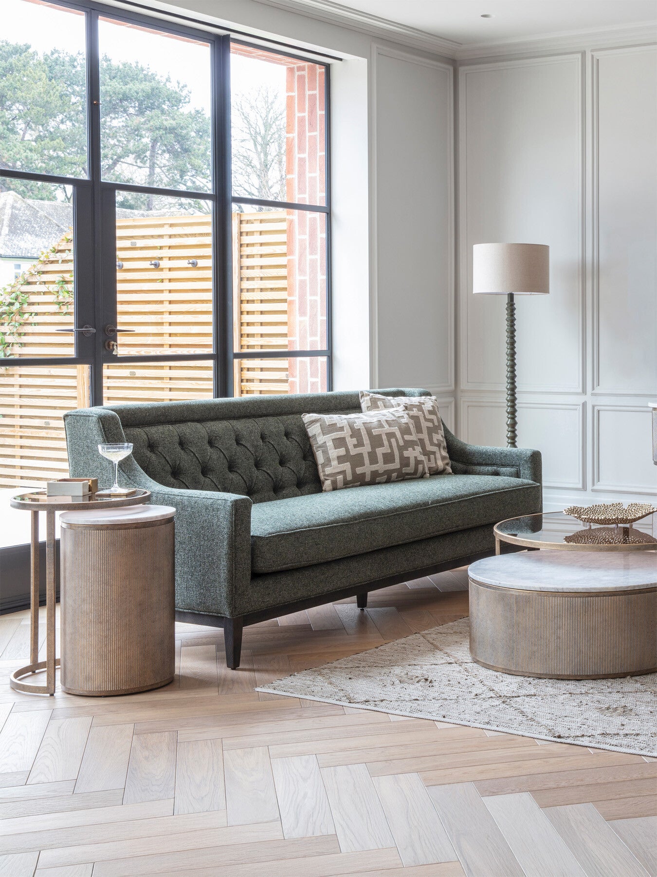 Theodore Buttoned Sofa Forest Green