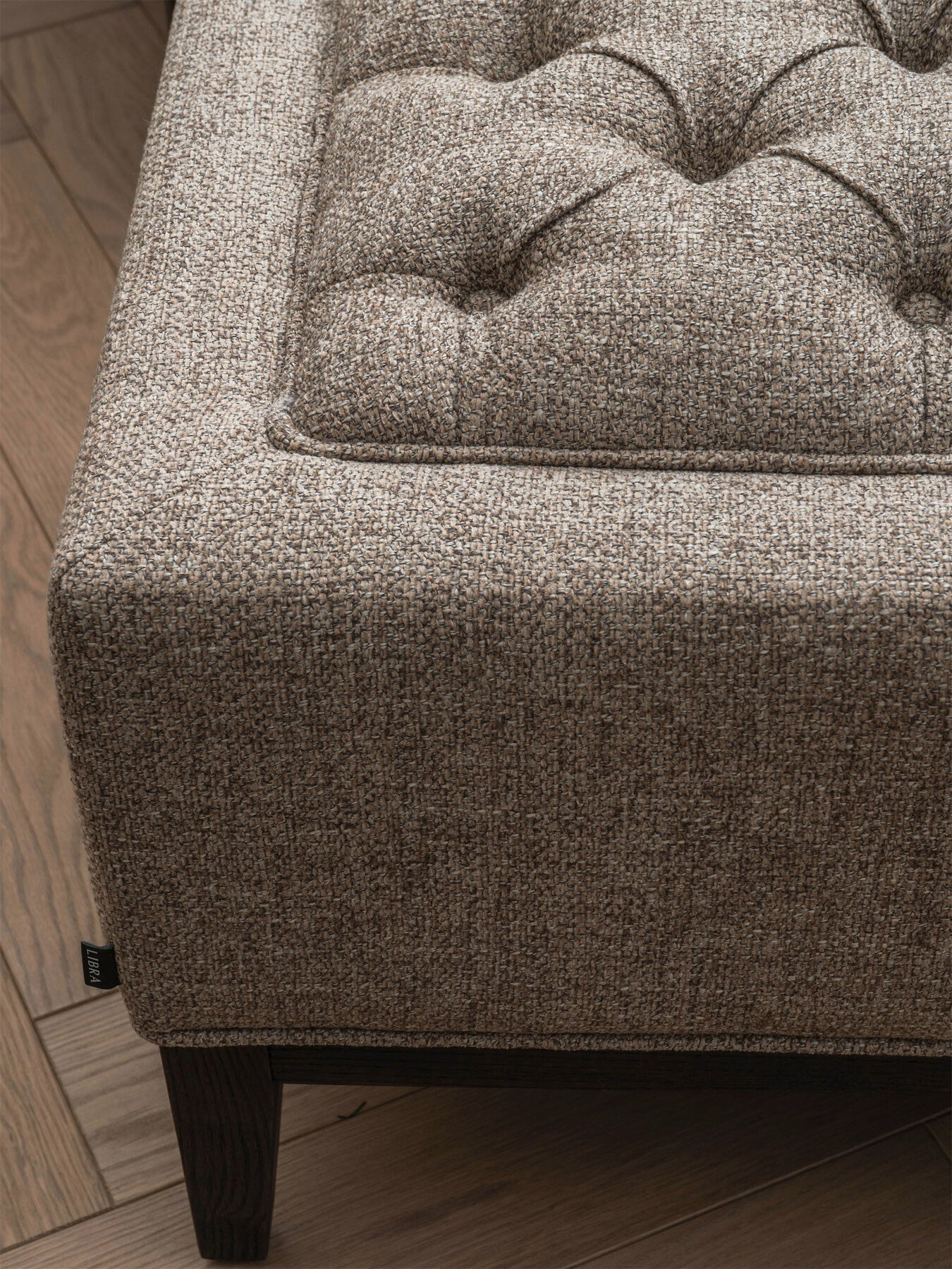 Theodore Buttoned Stool Dark Taupe