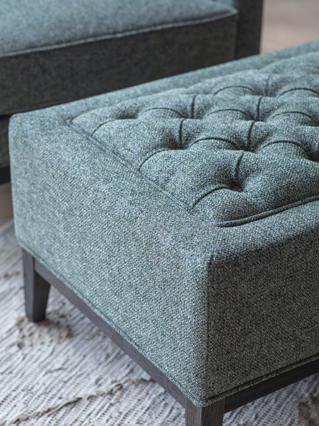 Theodore Buttoned Stool Forest Green