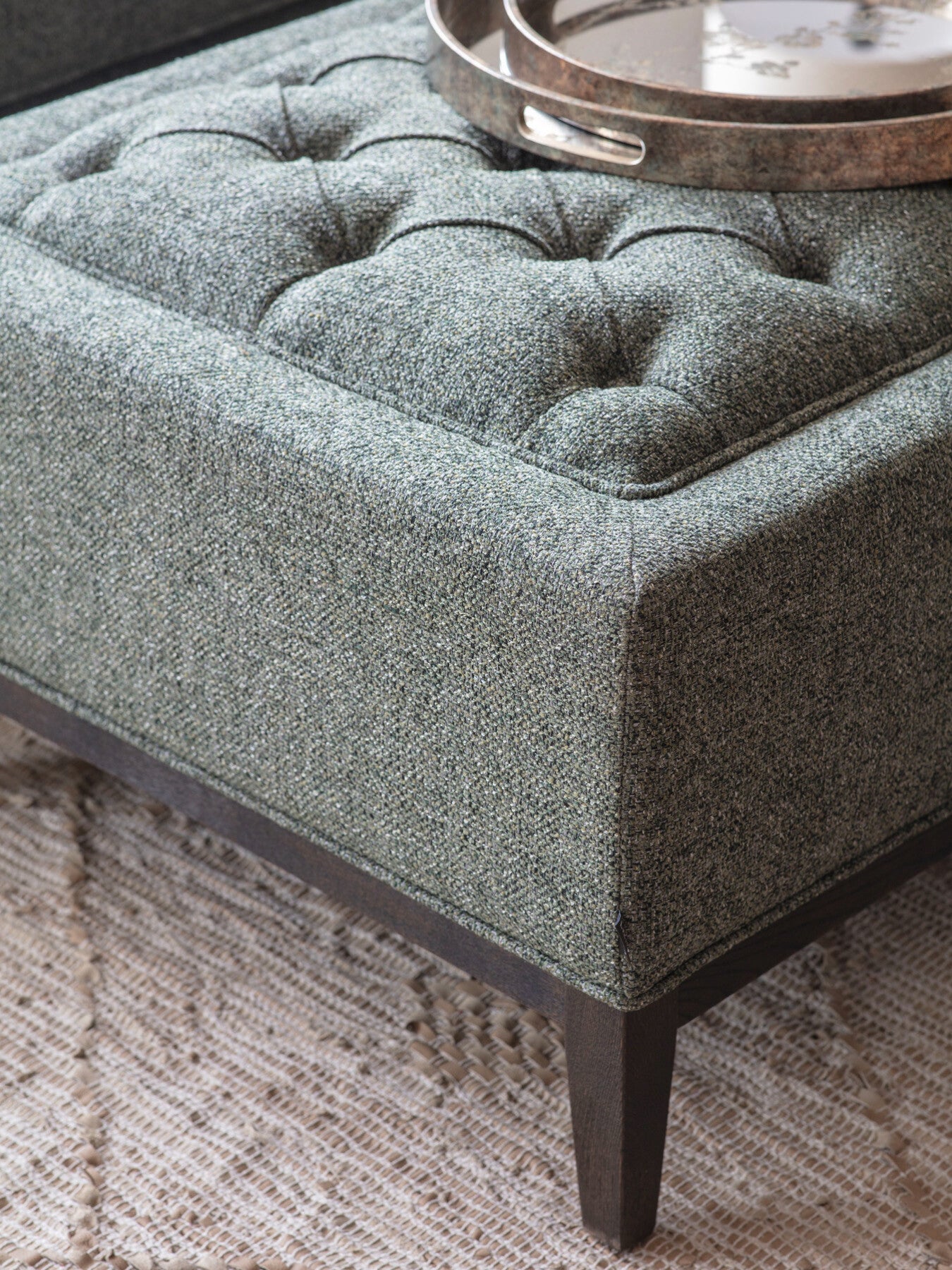 Theodore Buttoned XL Ottoman Forest Green