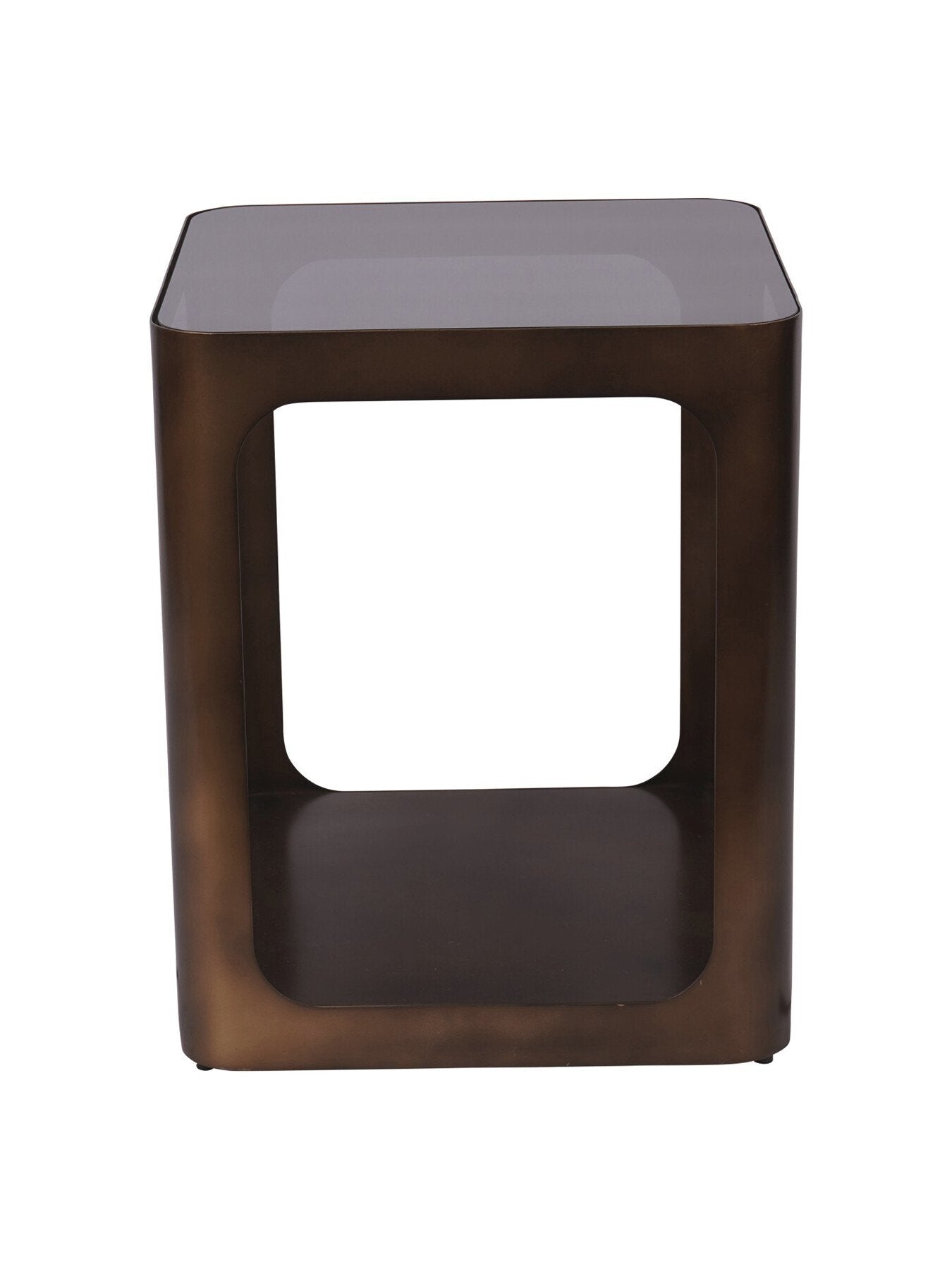 Thorpe Square Metal and Glass Side Table