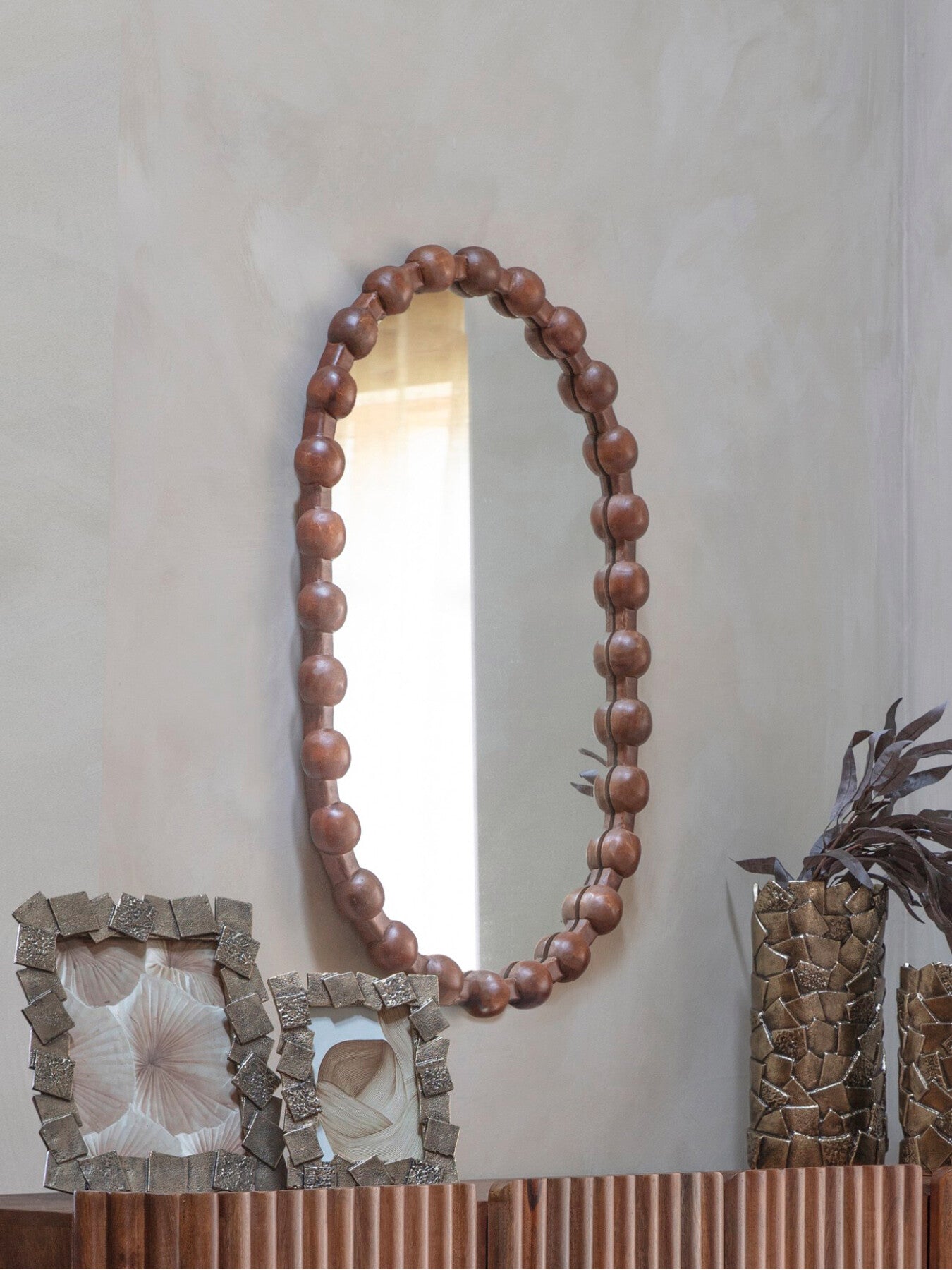 Carmel Oval Wooden Carved Mirror
