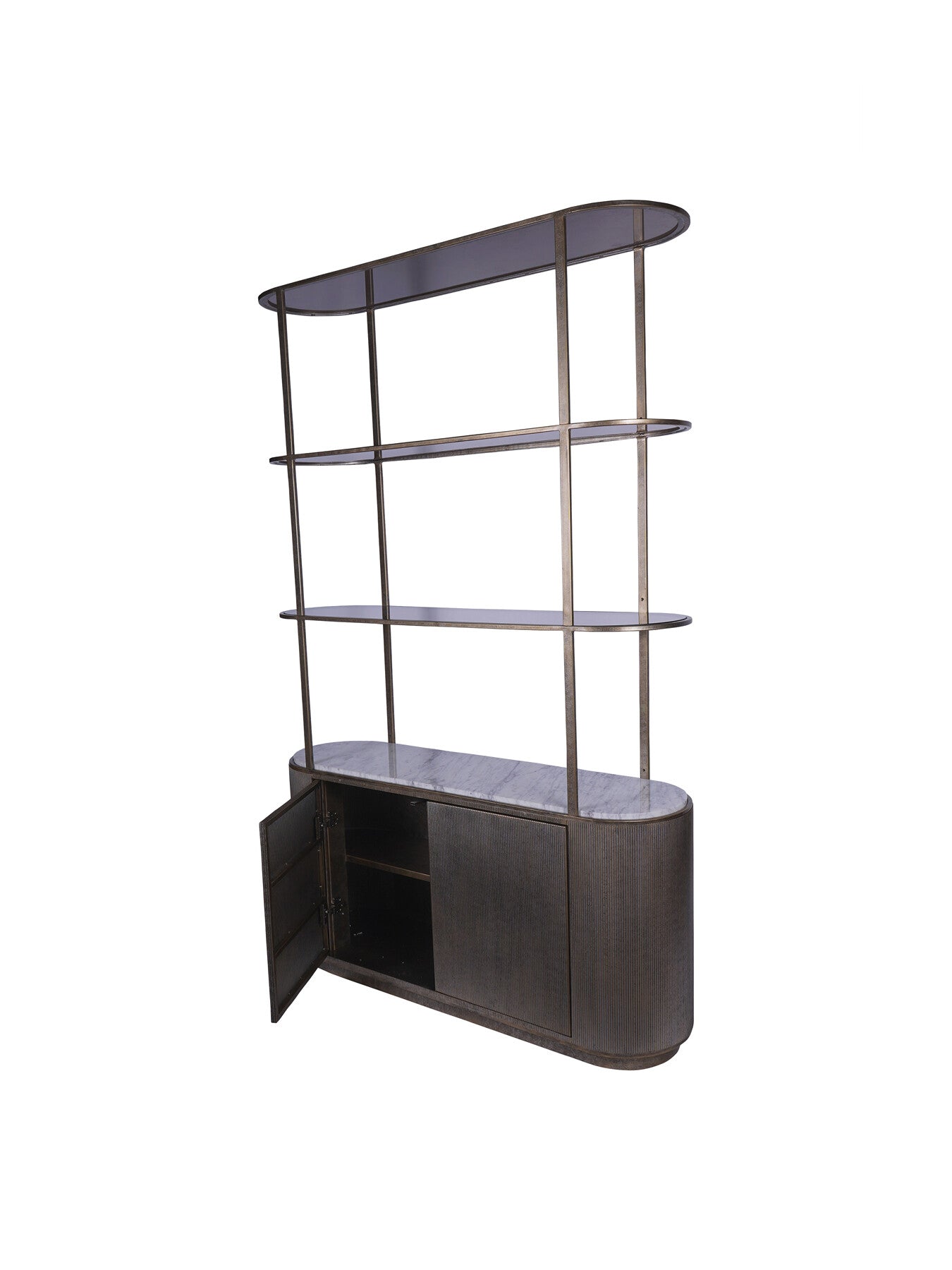 Belvedere Aged Shelving Unit With Storage