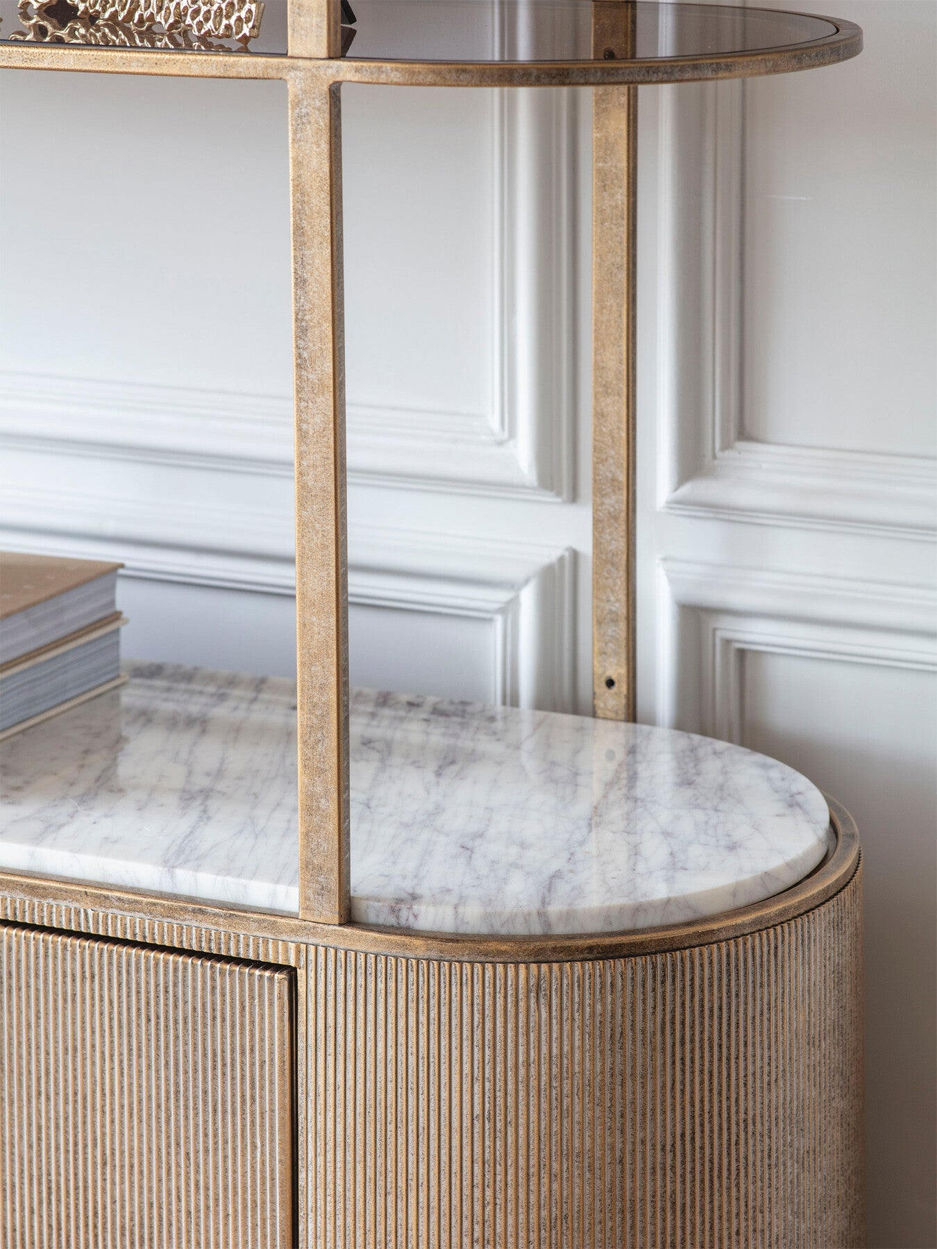 Belvedere Aged Shelving Unit With Storage