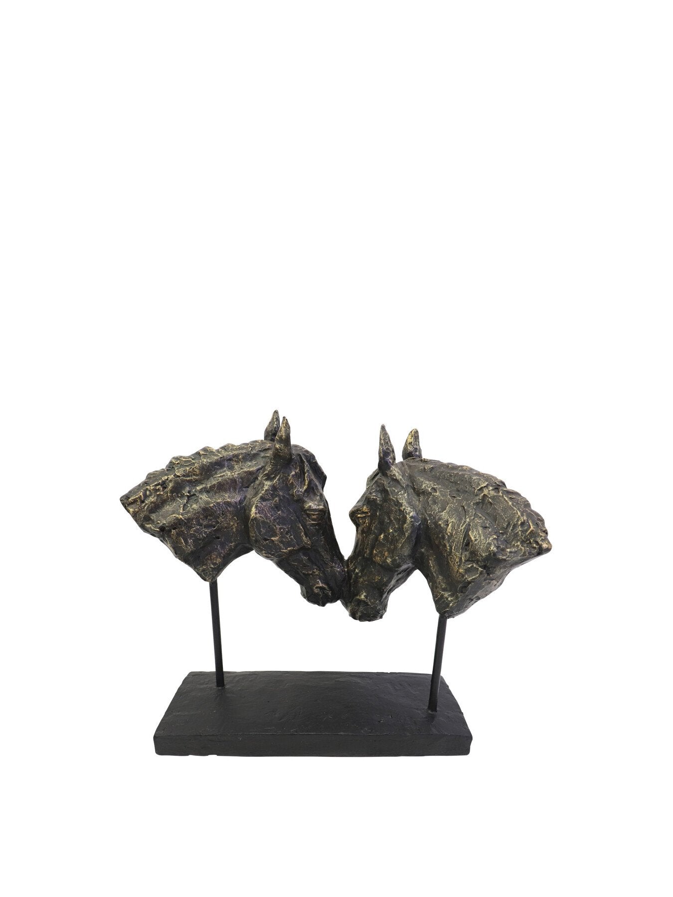 Nuzzling Bay Horse Heads Sculpture