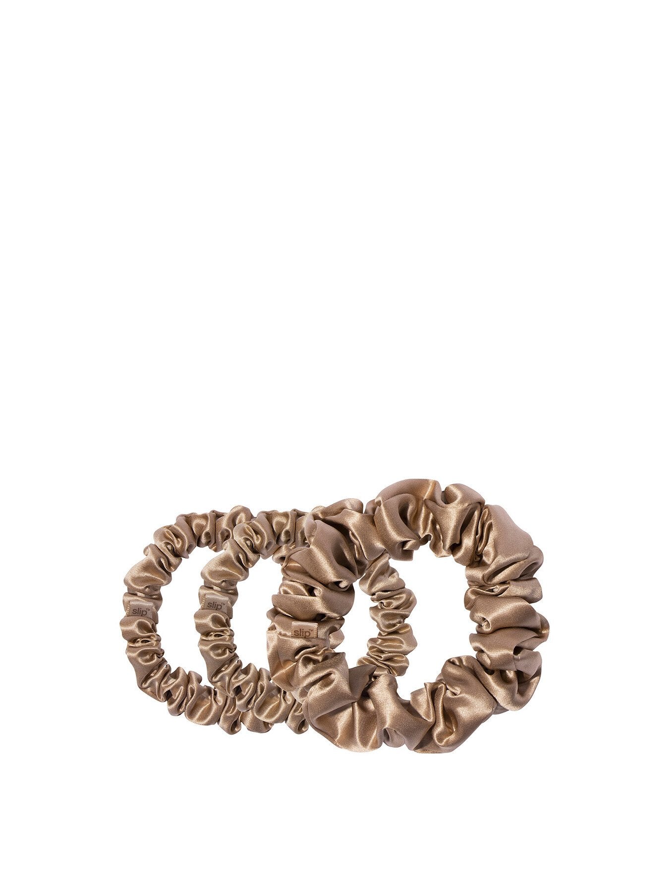 Pure Silk Assorted Scrunchies Set Of 3 Light Brown