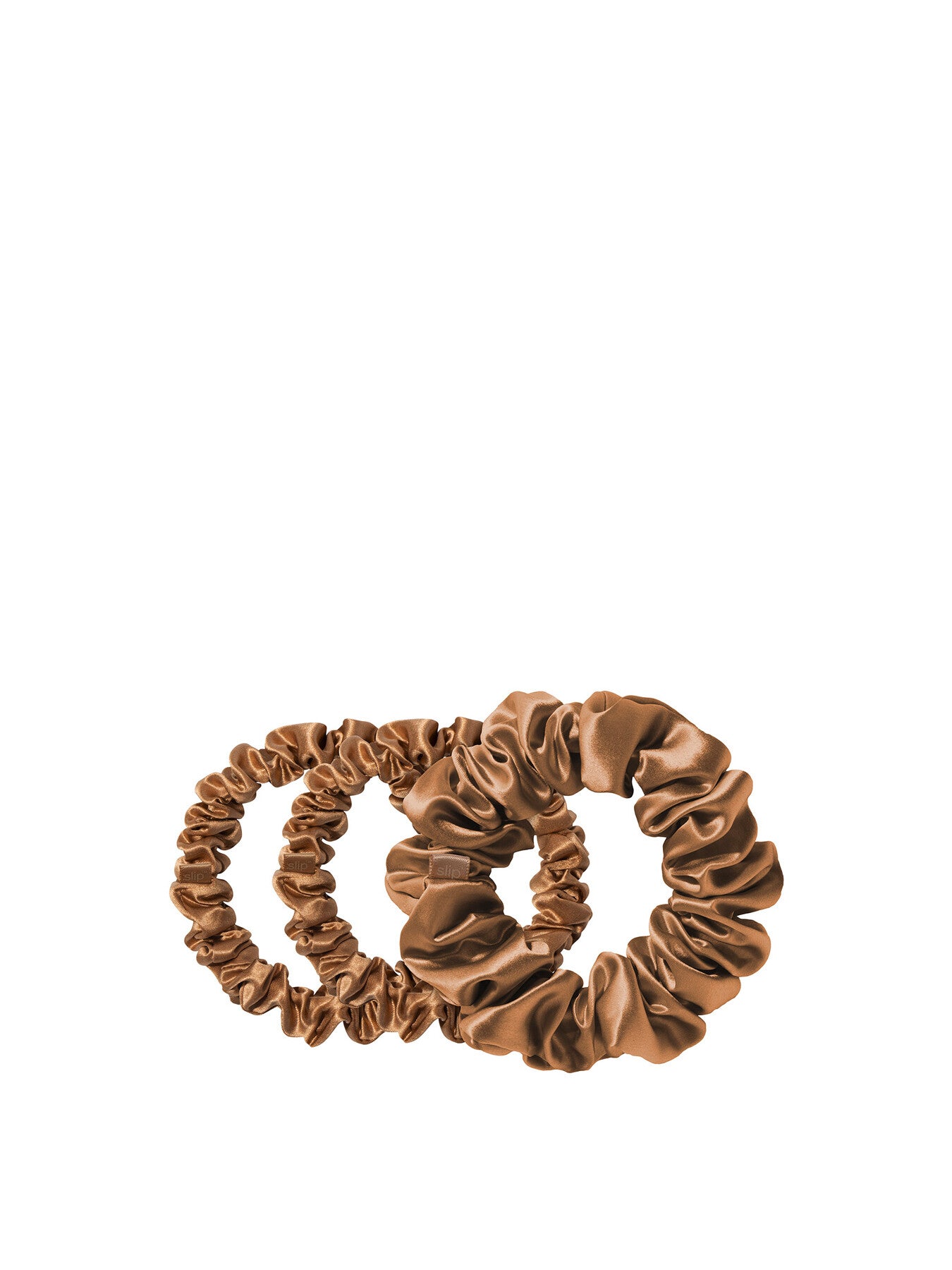 Pure Silk Assorted Scrunchies Set Of 3 Copper