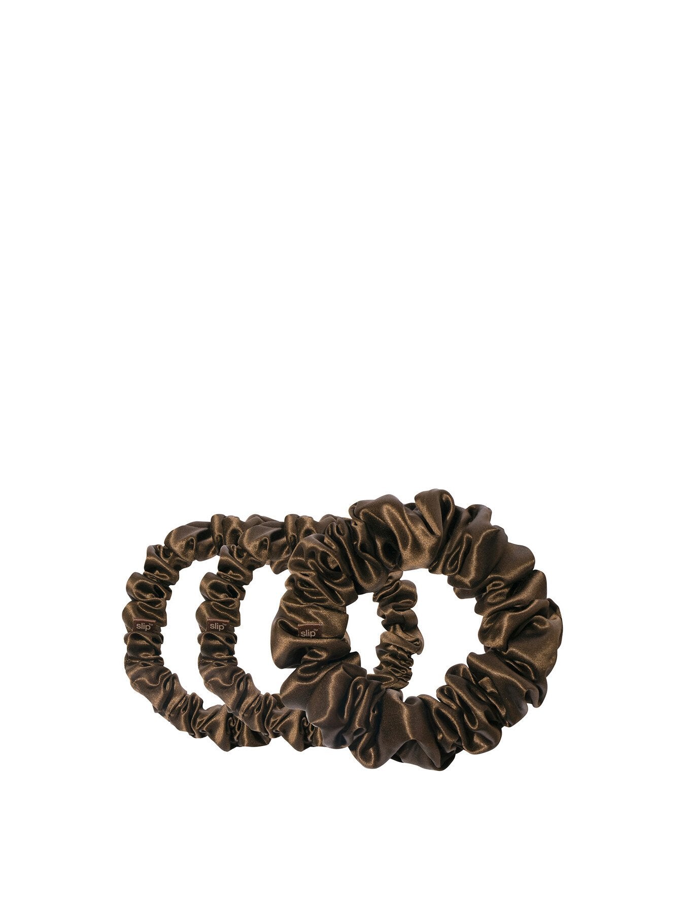 Pure Silk Assorted Scrunchies Set Of 3 Dark Brown