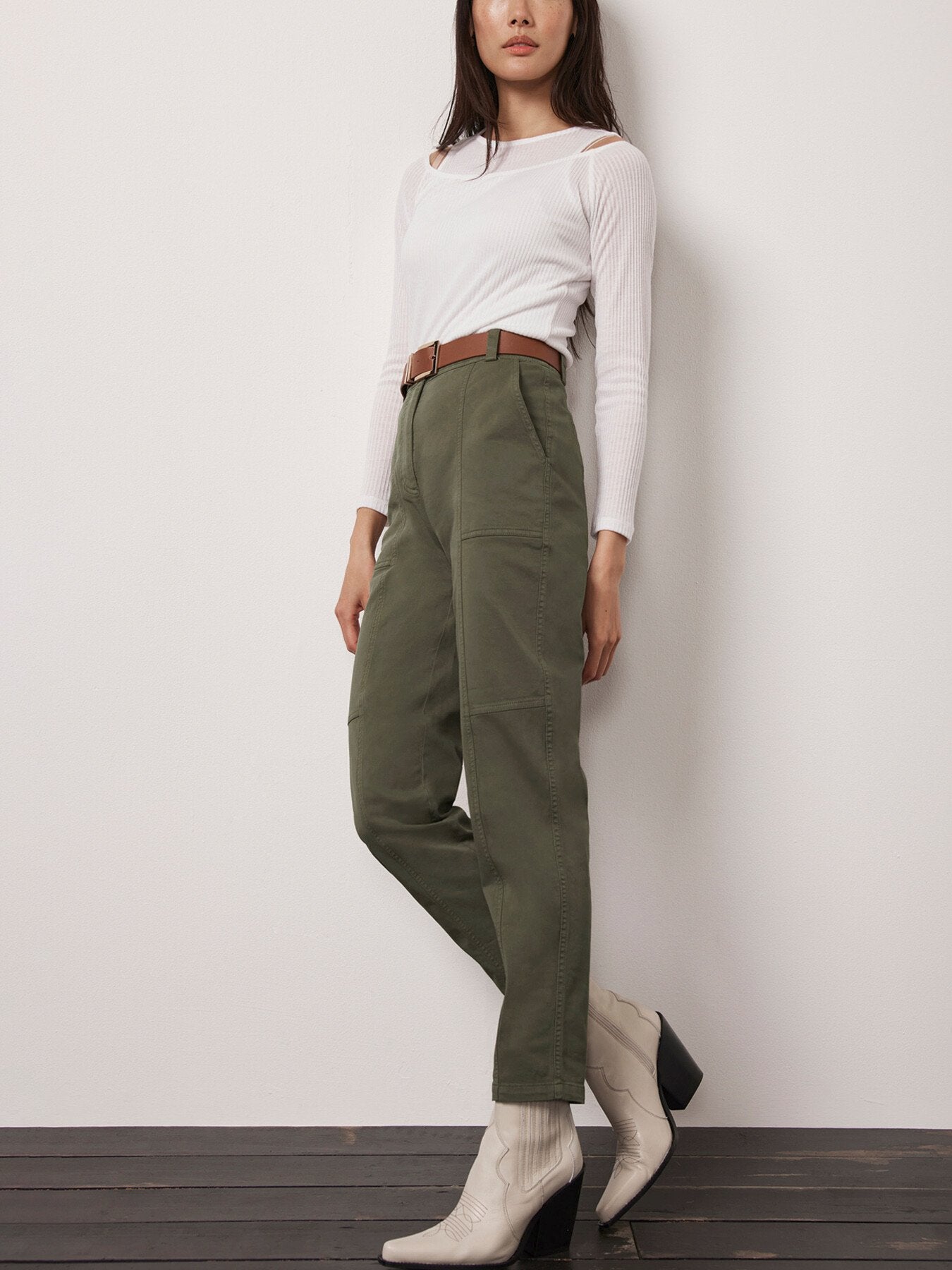Cotton Blend Tapered Chinos