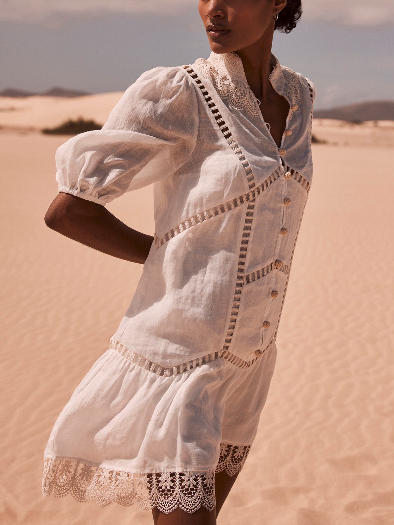White Embroidered Mini Dress