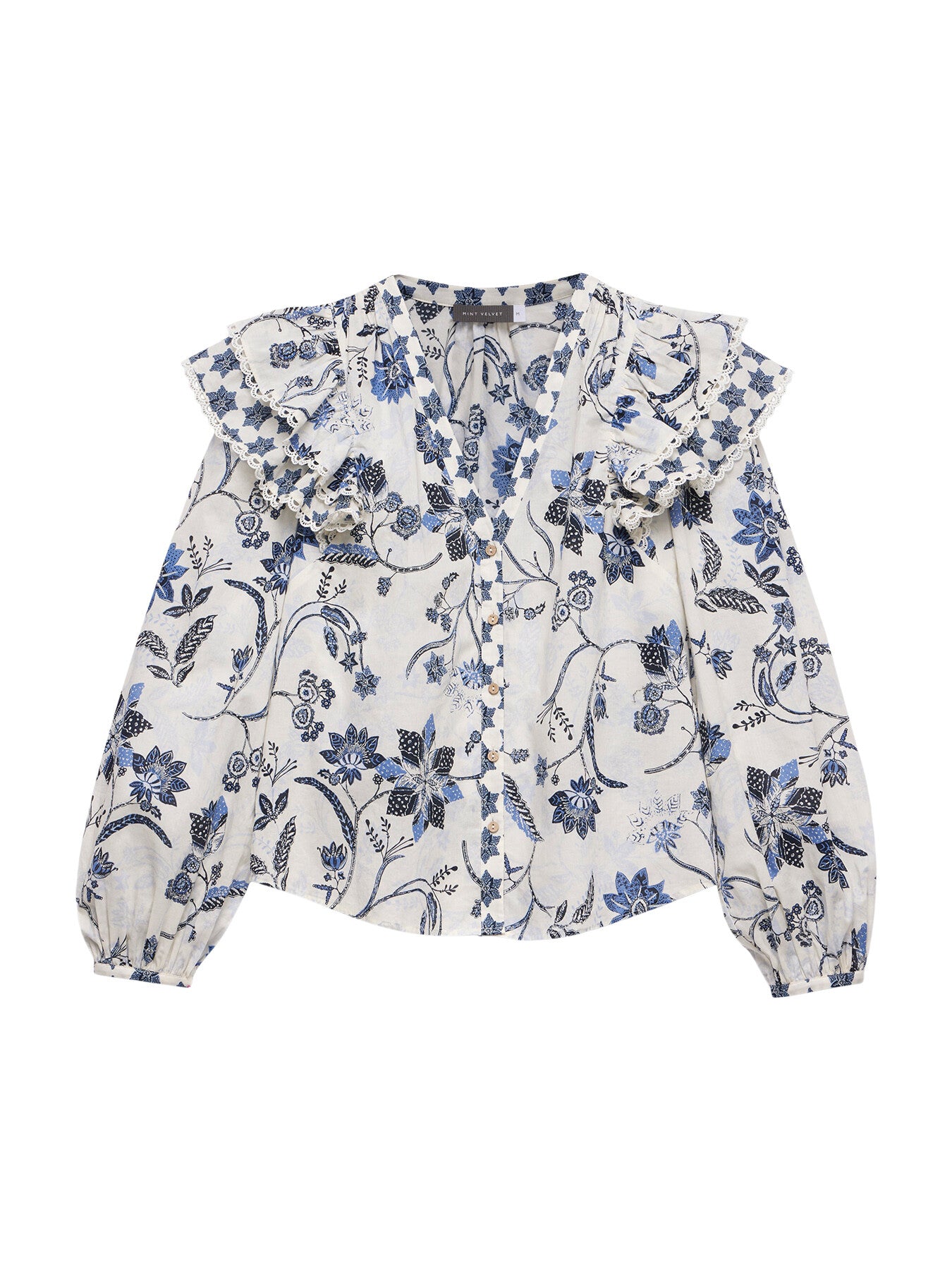 White Floral Cotton Blouse