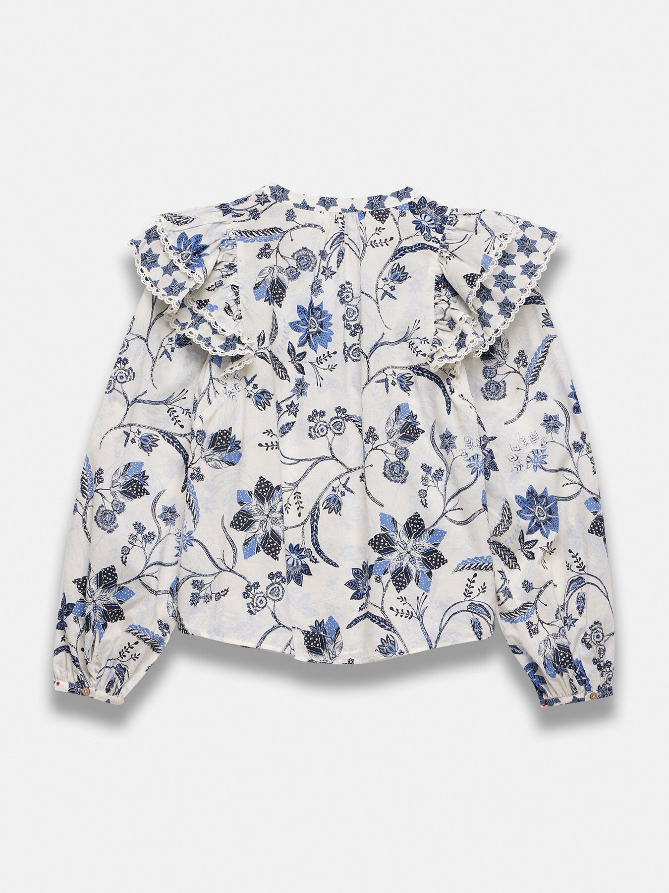 White Floral Cotton Blouse