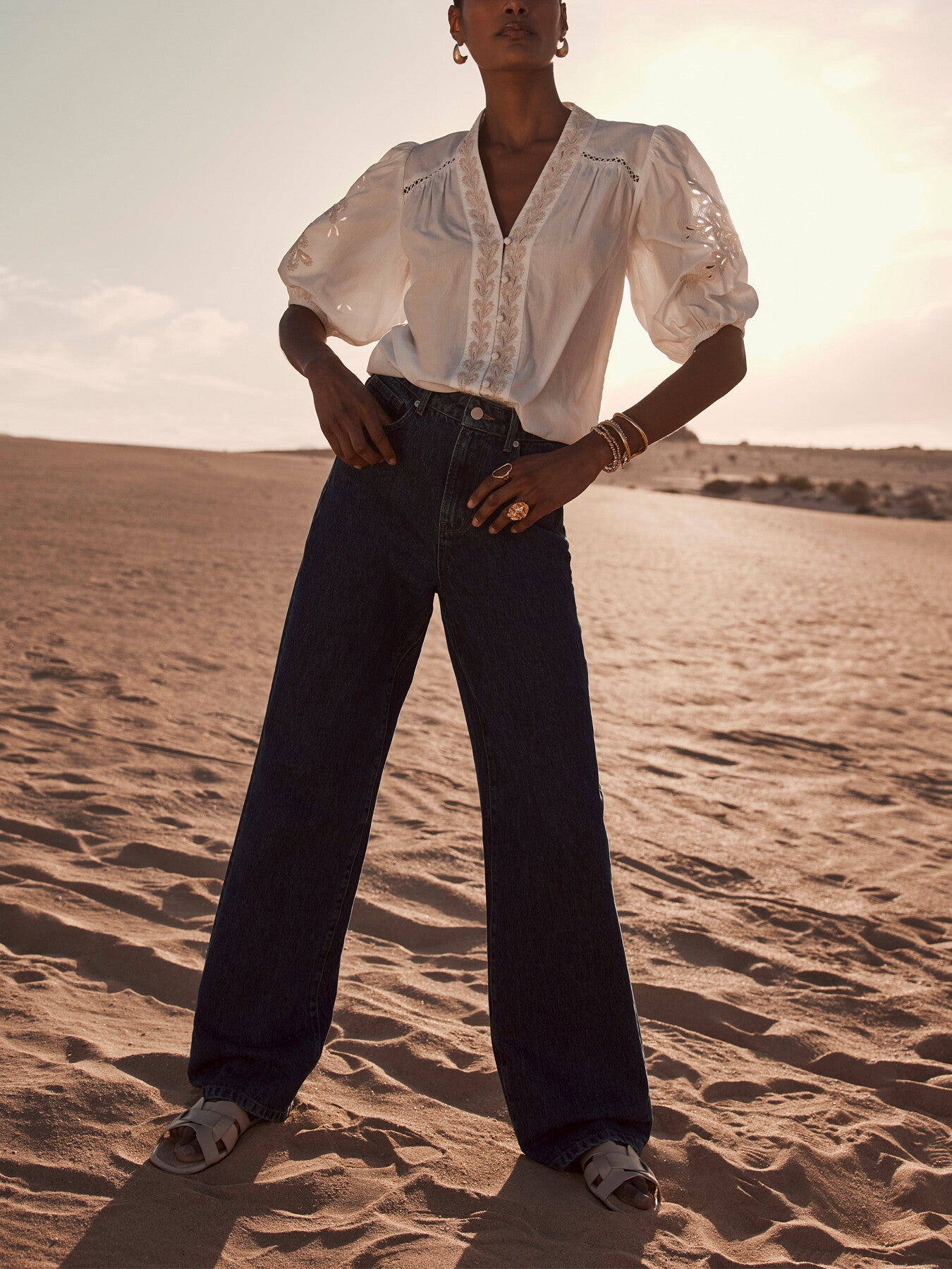 White Cotton Embroidered Blouse