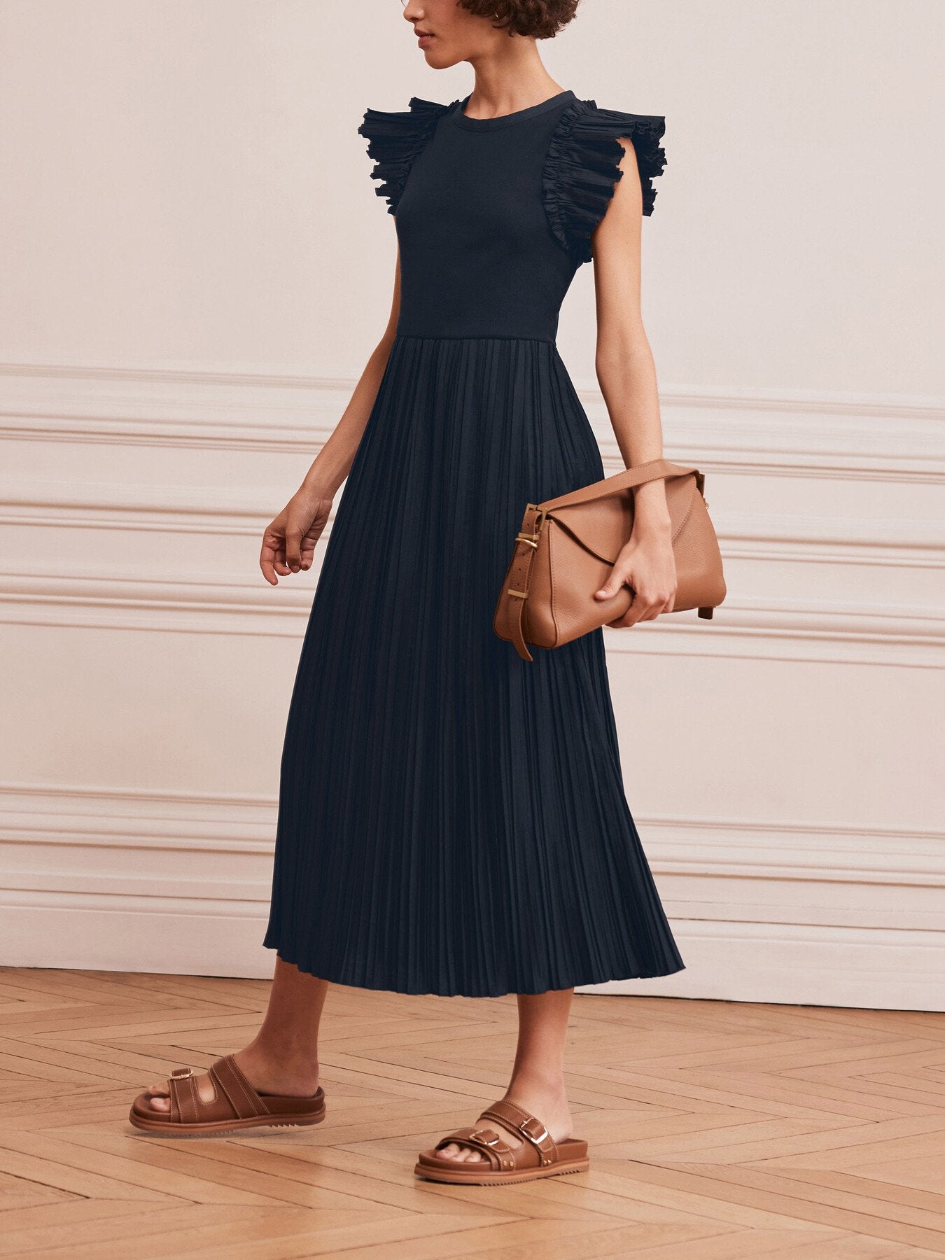 Jersey Crinkle Midi Dress