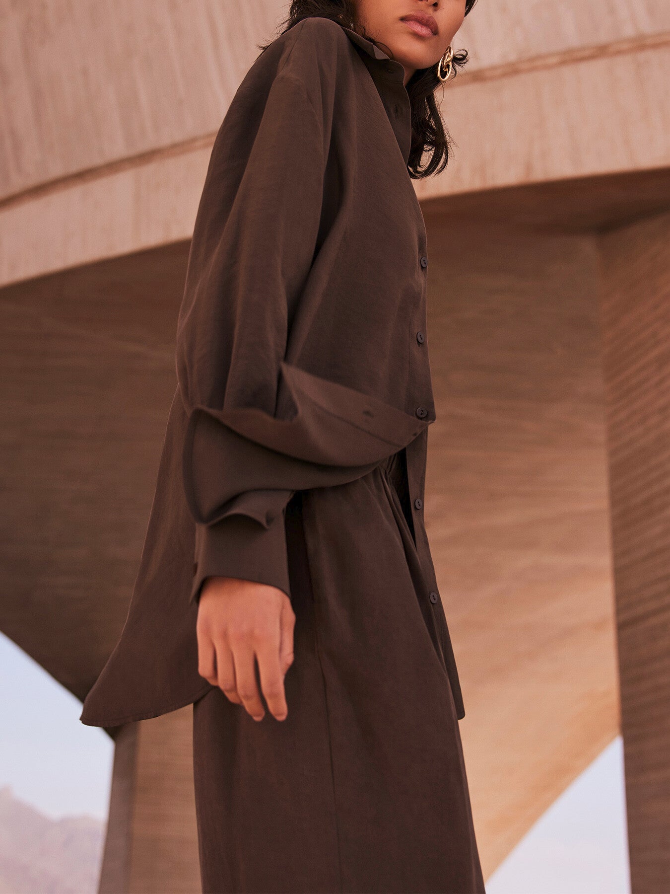 Brown Oversized Pocket Shirt