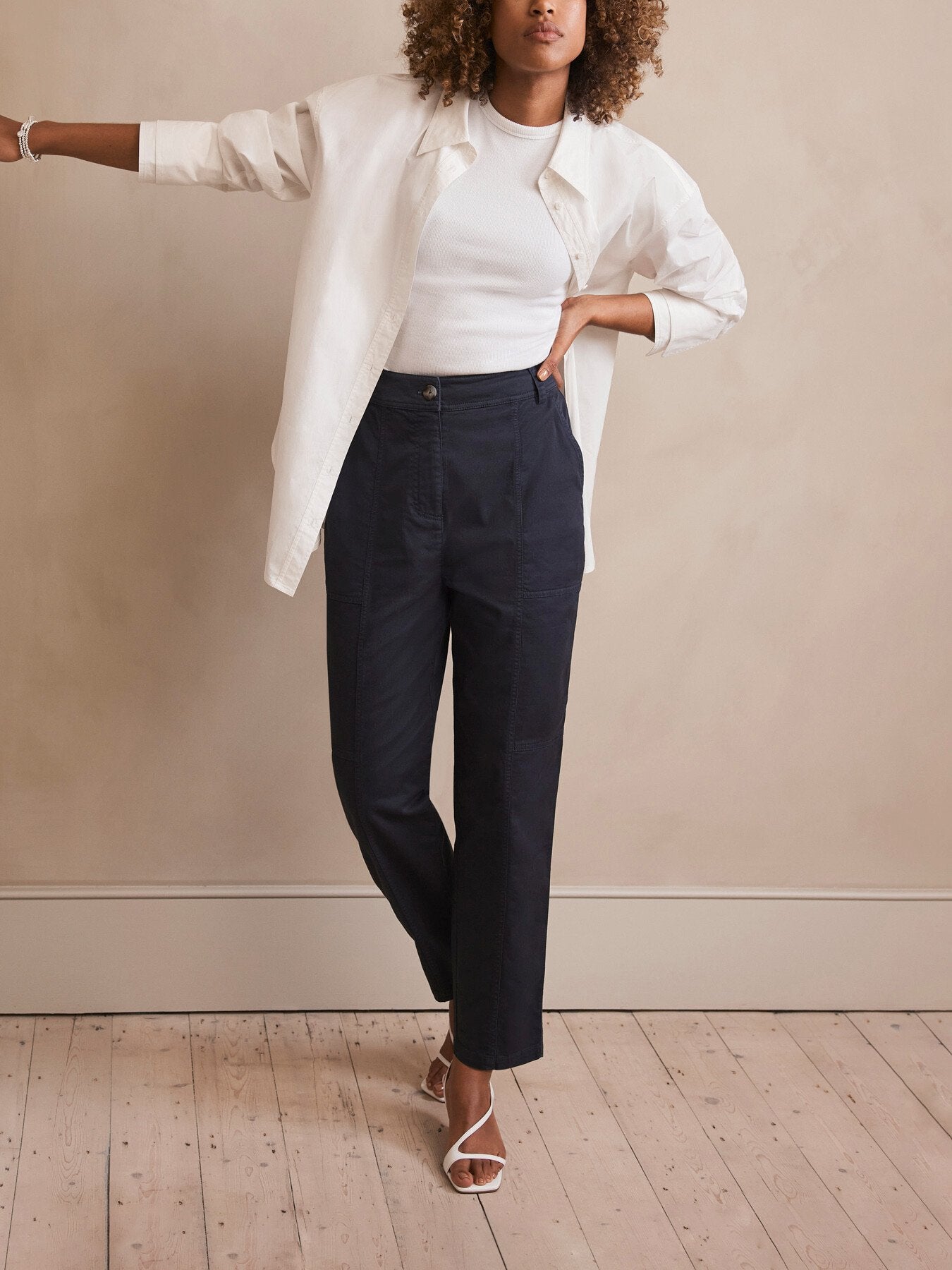 Cotton Blend Tapered Chinos