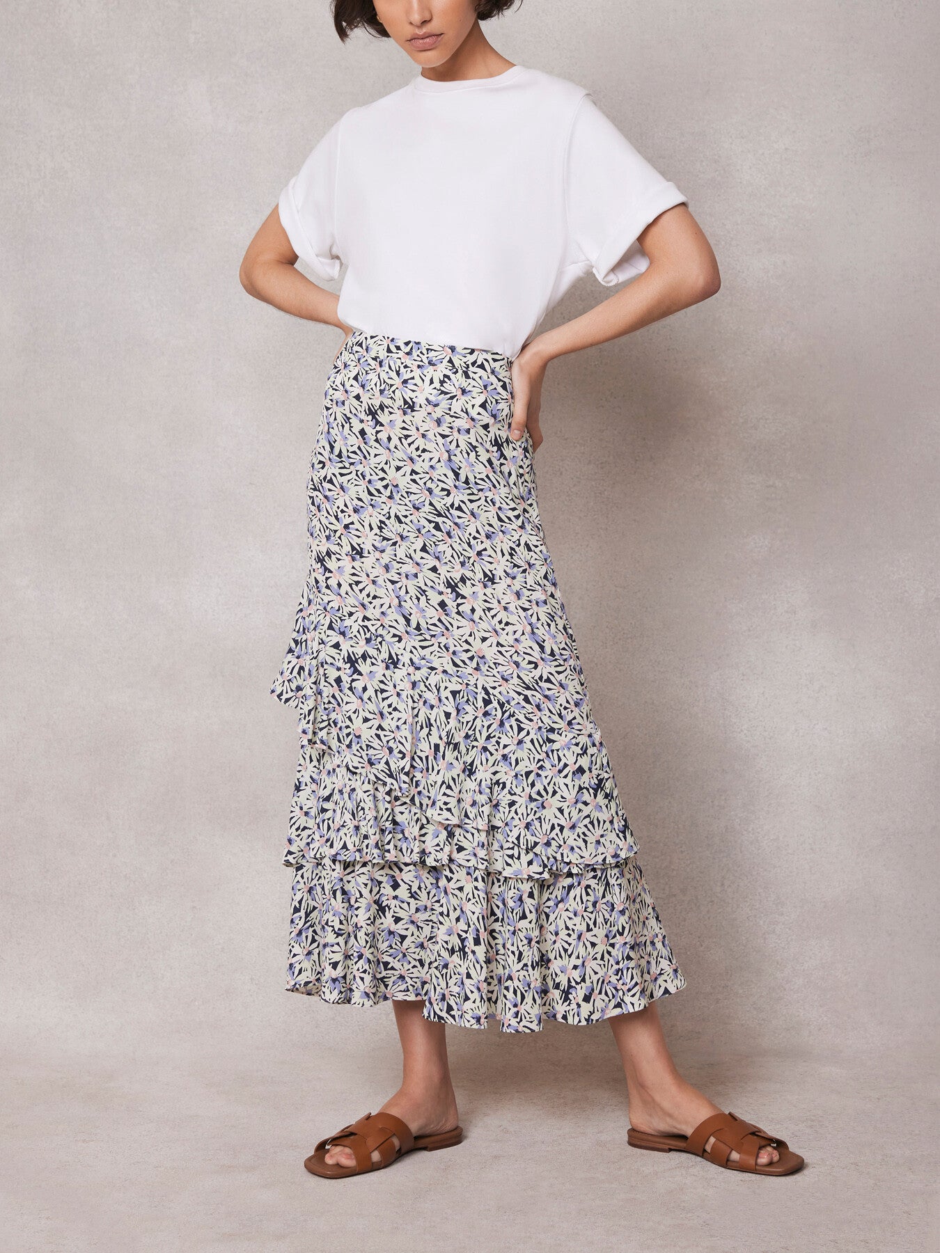 Floral Print Midi Skirt