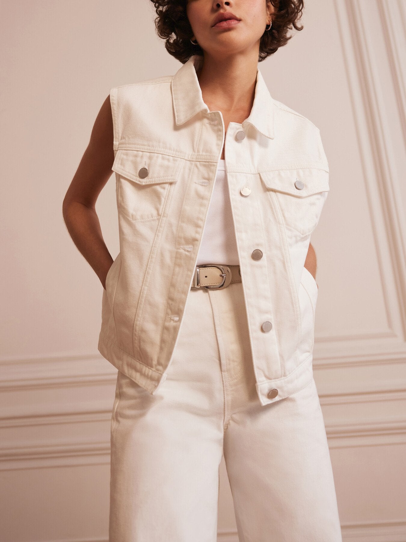 Cream Denim Waistcoat