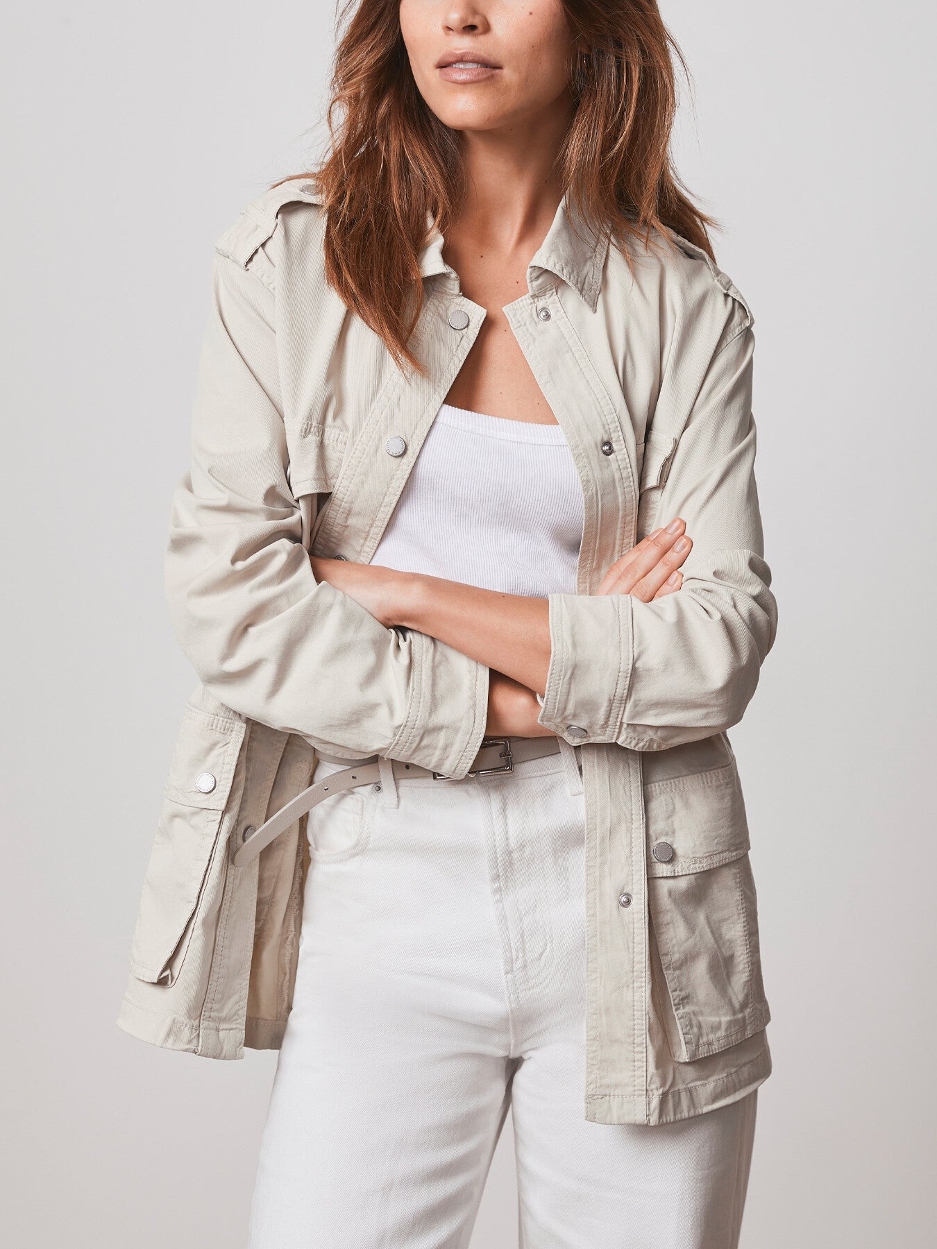 Cream Cotton Utility Jacket