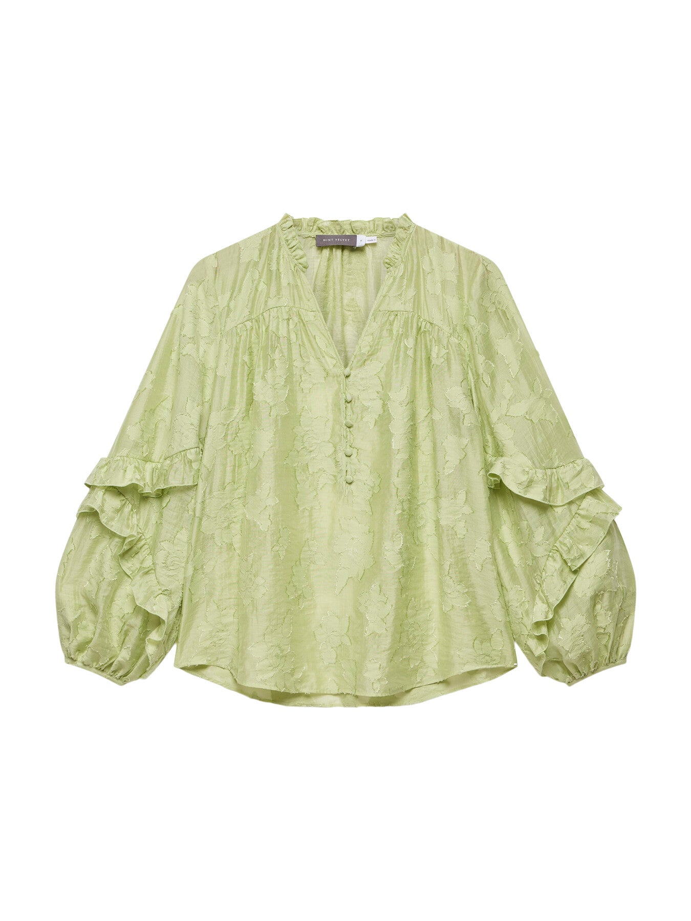 Jacquard Ruffle Blouse