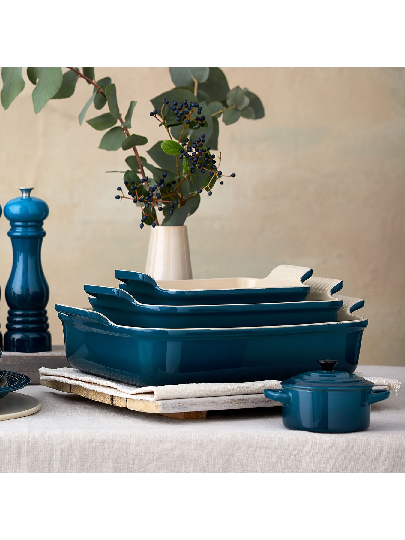 Stoneware Heritage Rectangular Dish Deep Teal 19cm