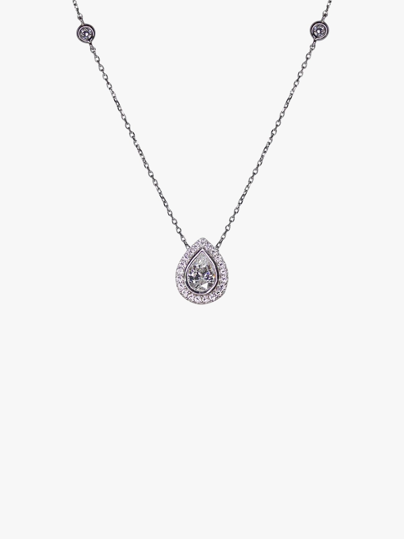 Emile Pear Borderset Pendant Necklace