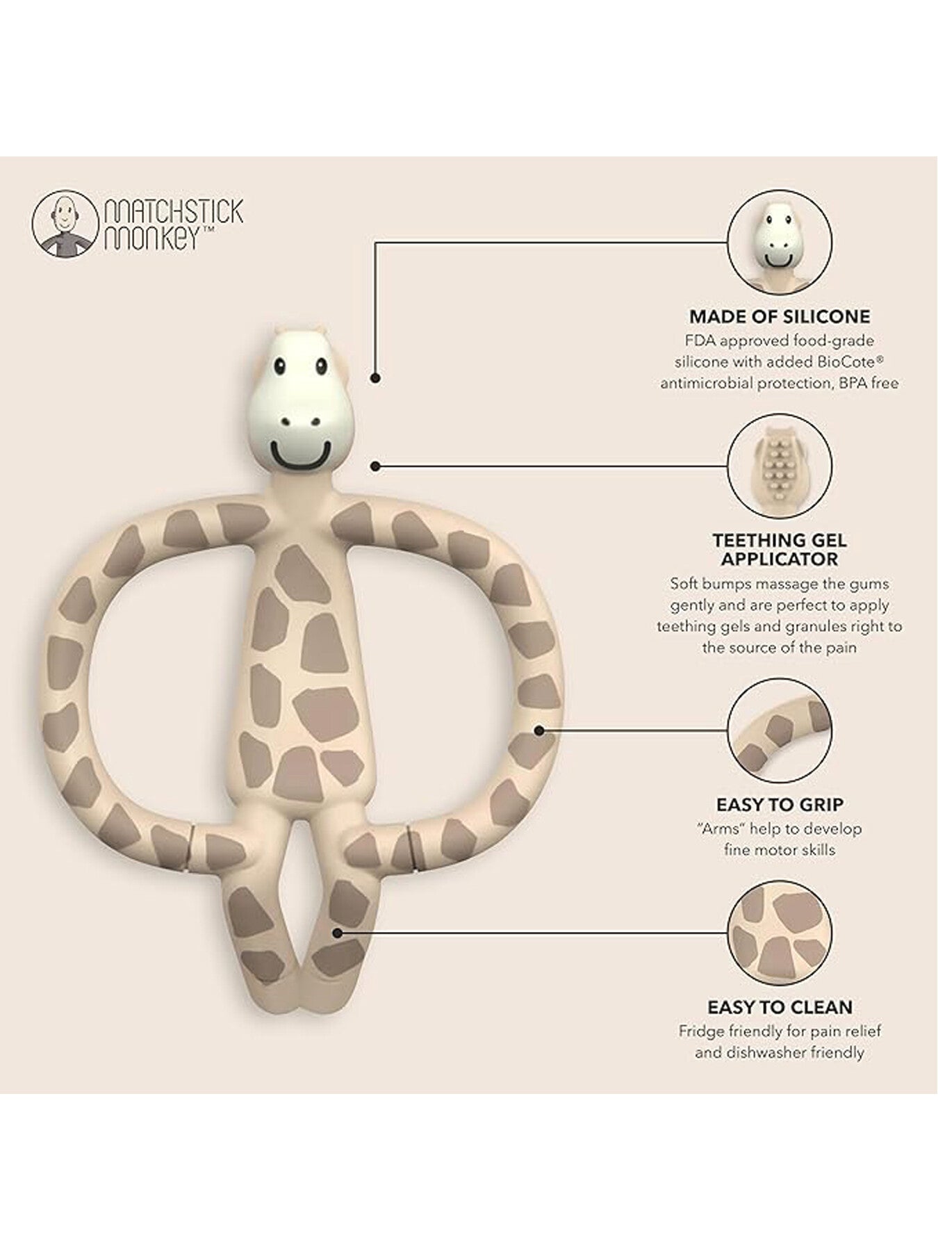 Matchstick Monkey Animal Giraffe Teether