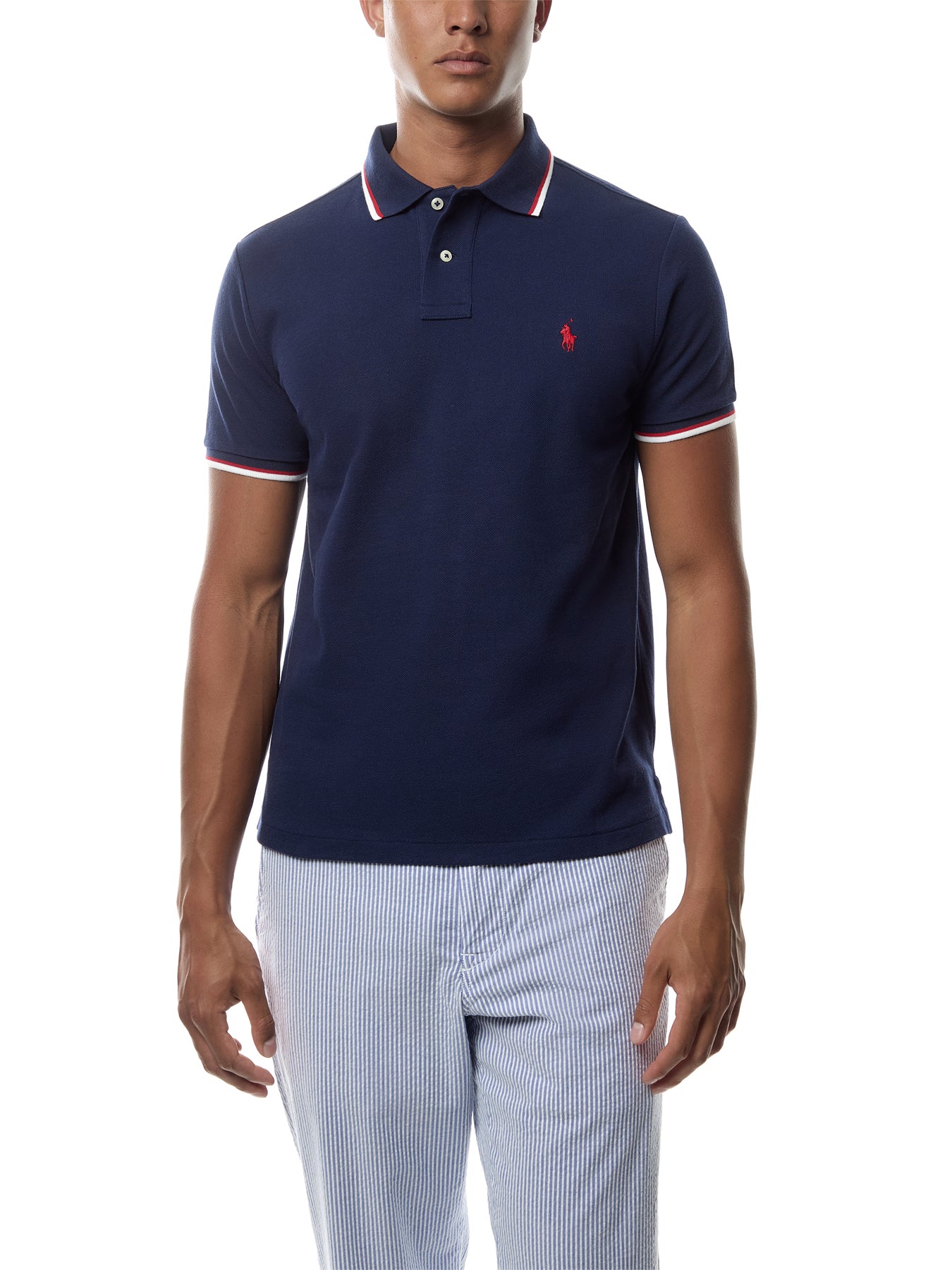 Tipped Collar Polo Top