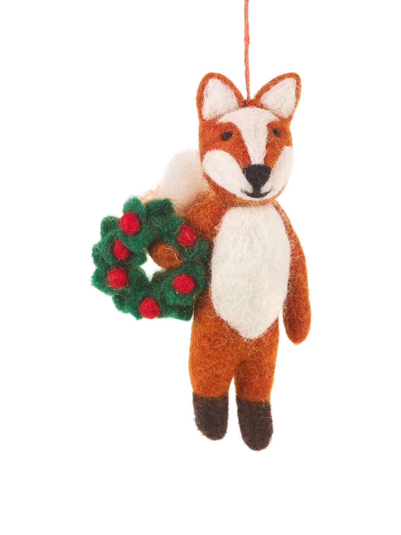 Handmade Felt Finley the Festive Fox Hanging Decoration