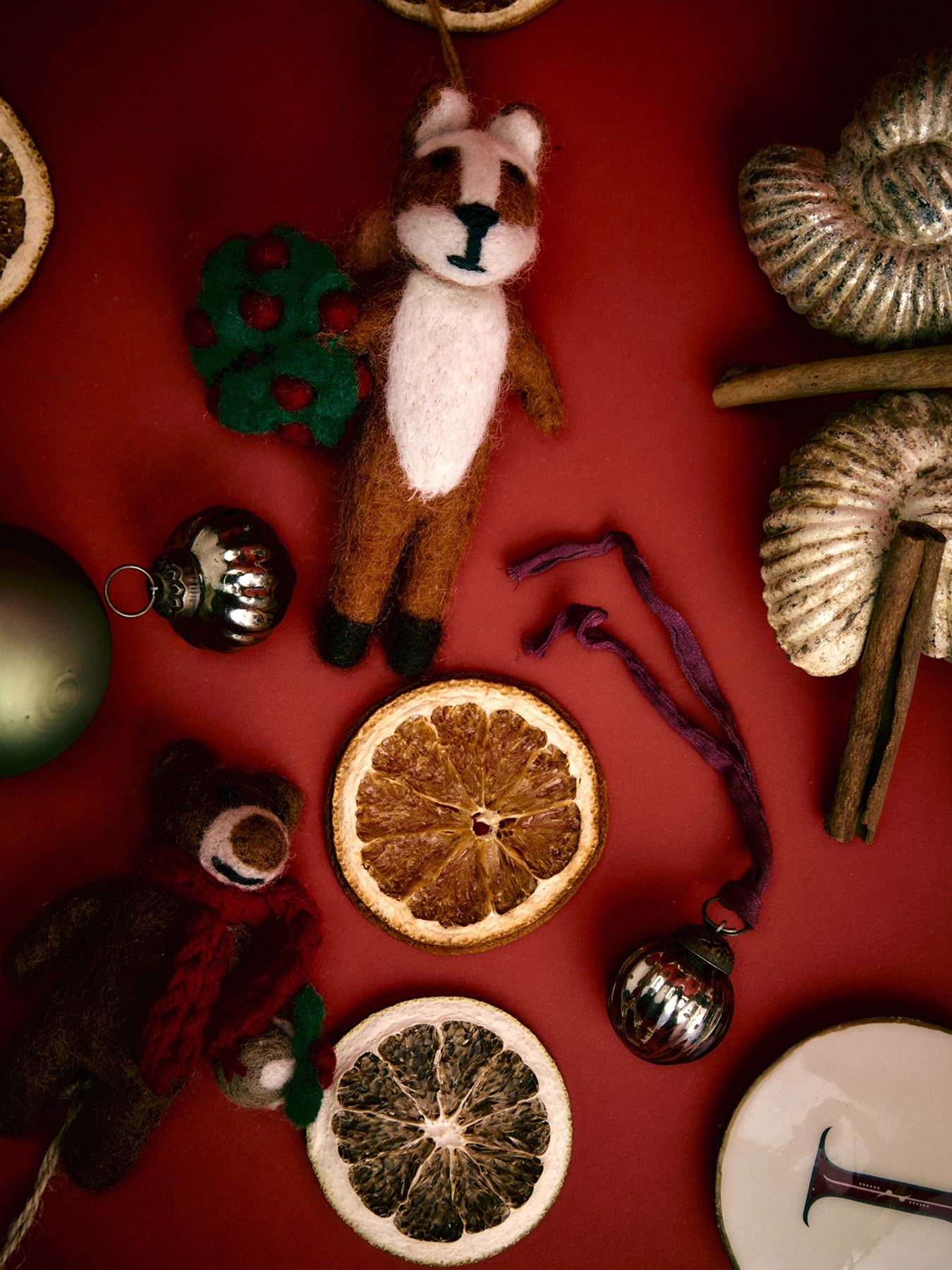 Finley Festive Fox Felt Christmas Tree Hanging Decoration