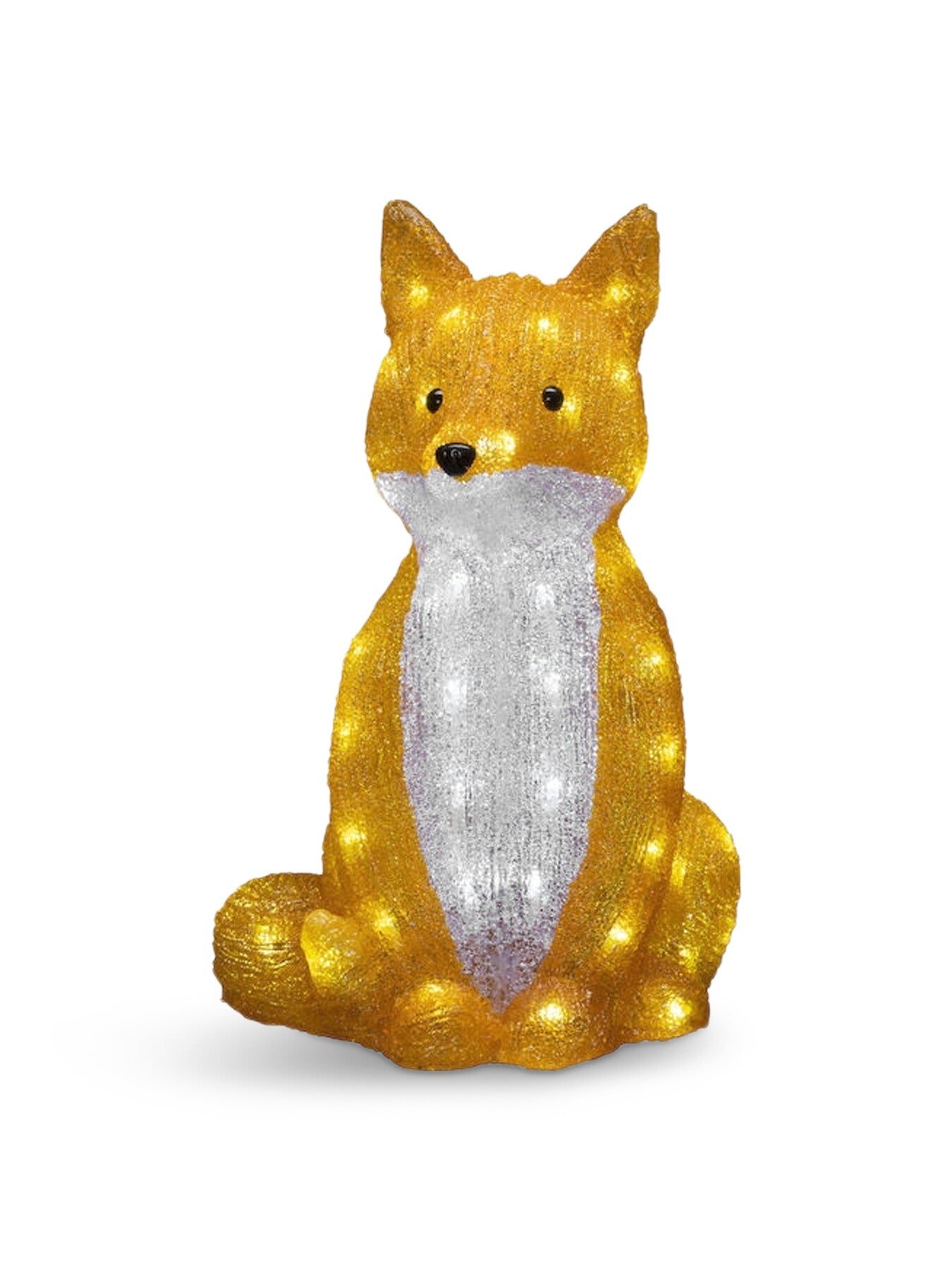 Acrylic Sitting Fox White Christmas Decoration 40cm