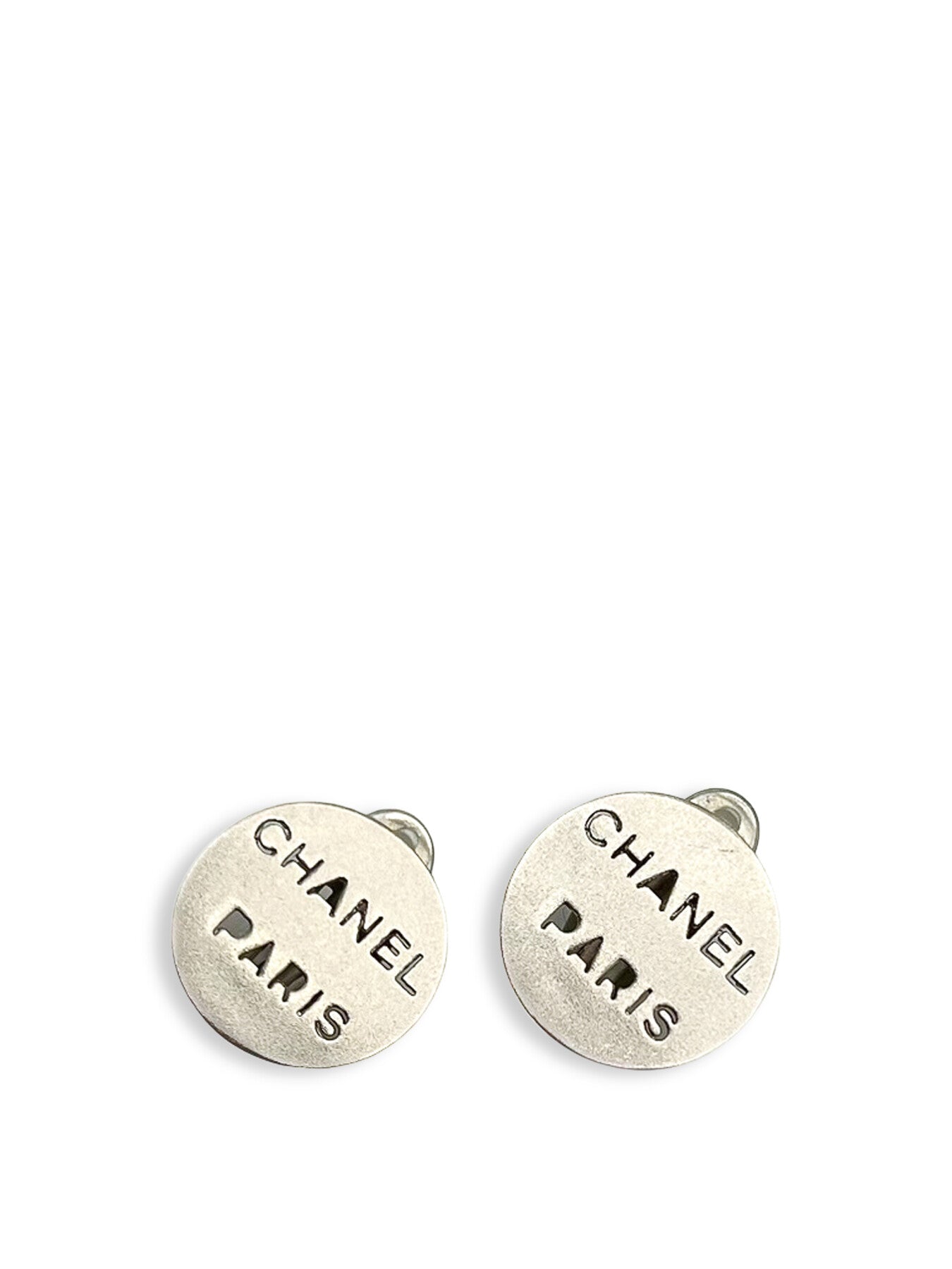 Vintage Chanel Button Style Chanel Paris Cut Out Earrings