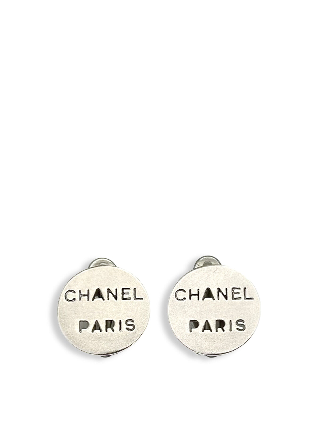 Vintage Chanel Button Style Chanel Paris Cut Out Earrings