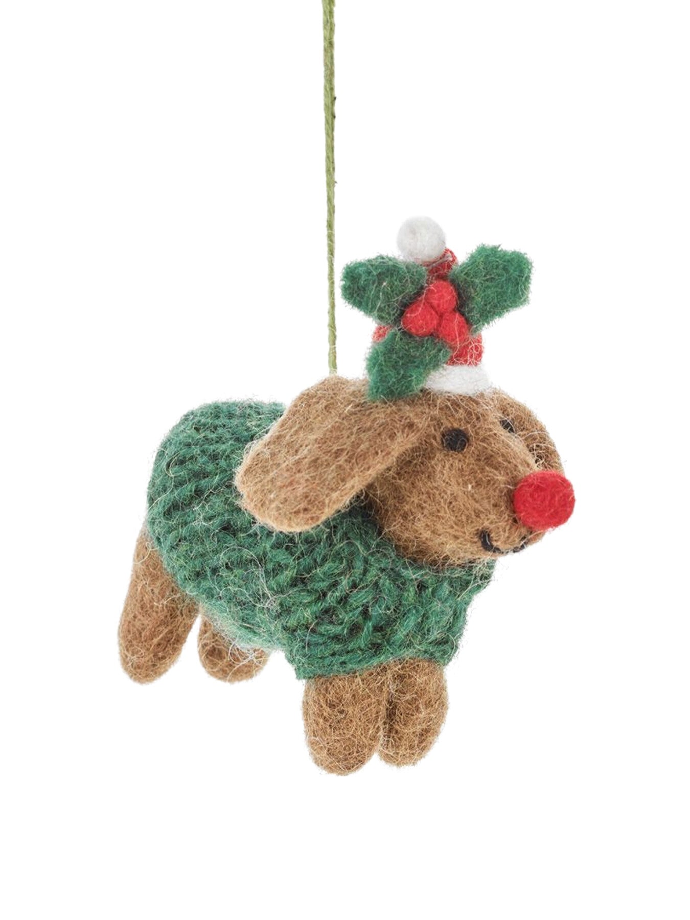 Handmade Felt Rudolph Dachshund Dog Hanging Christmas Decoration