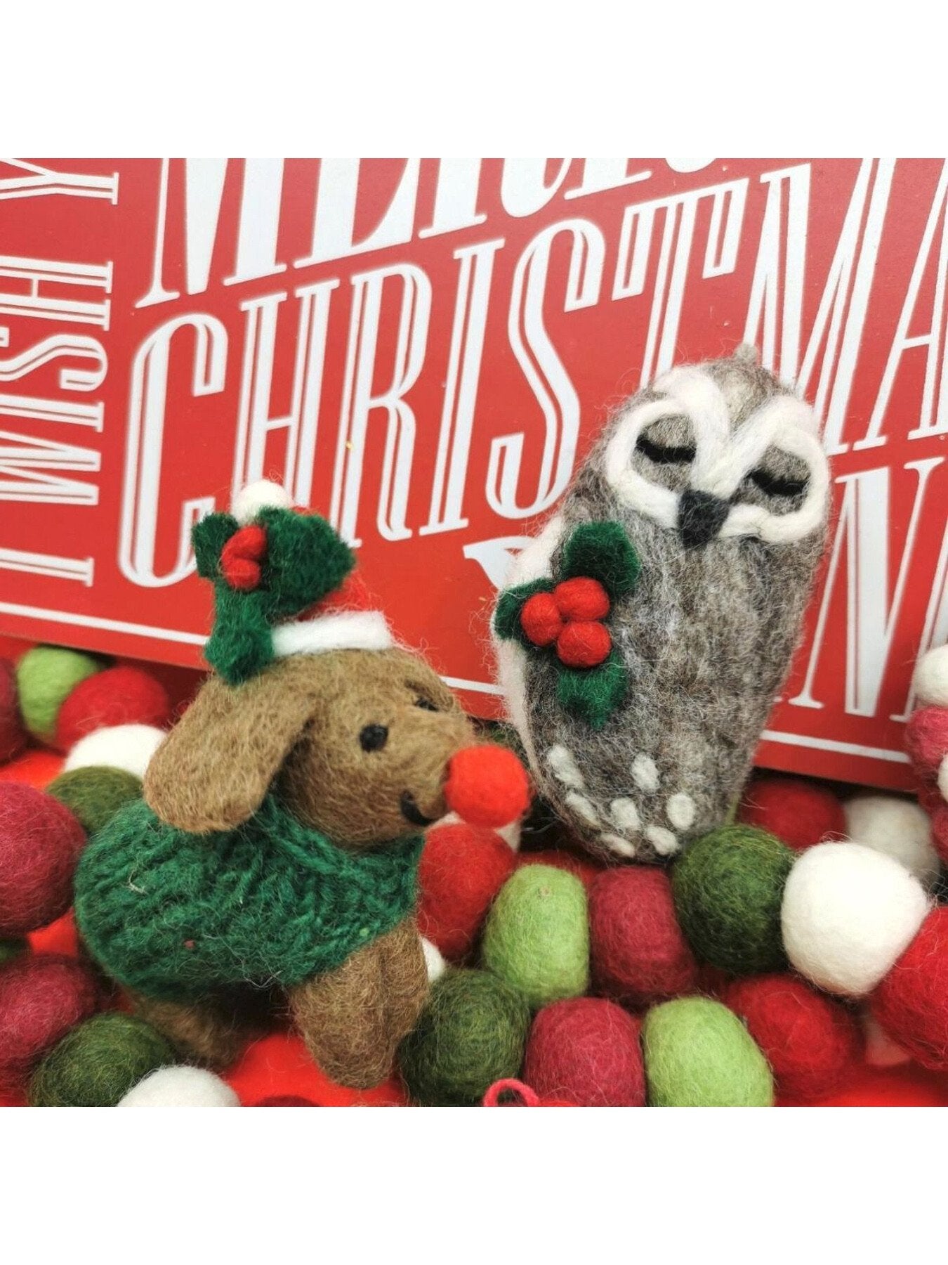 Handmade Felt Rudolph Dachshund Dog Hanging Christmas Decoration