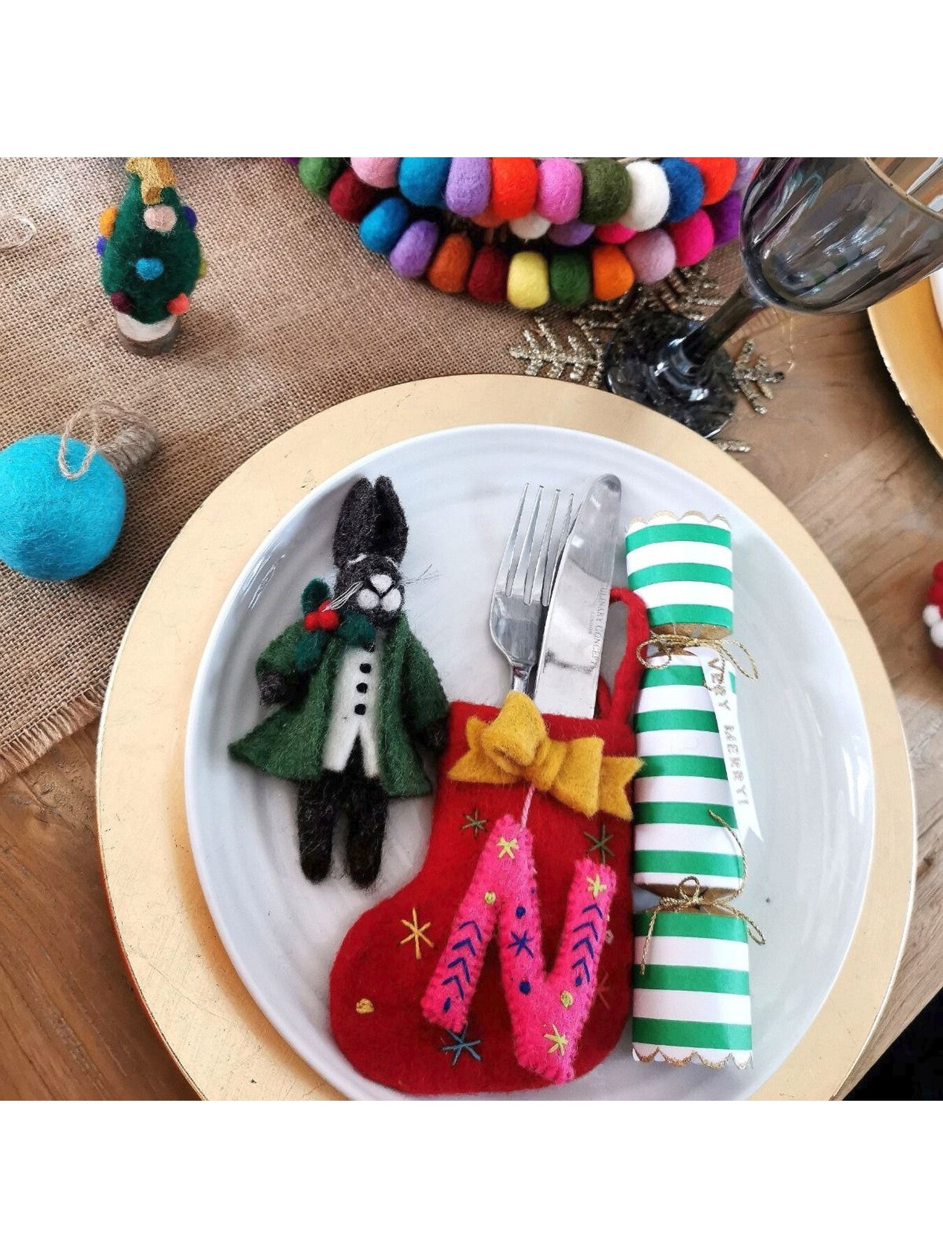 Handmade Felt Hector Christmas Hare Hanging Decoration