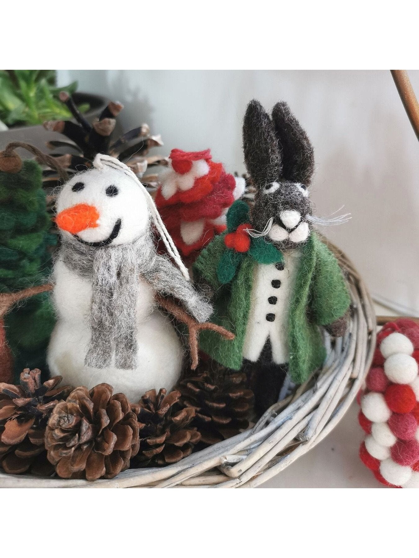 Handmade Felt Hector Christmas Hare Hanging Decoration