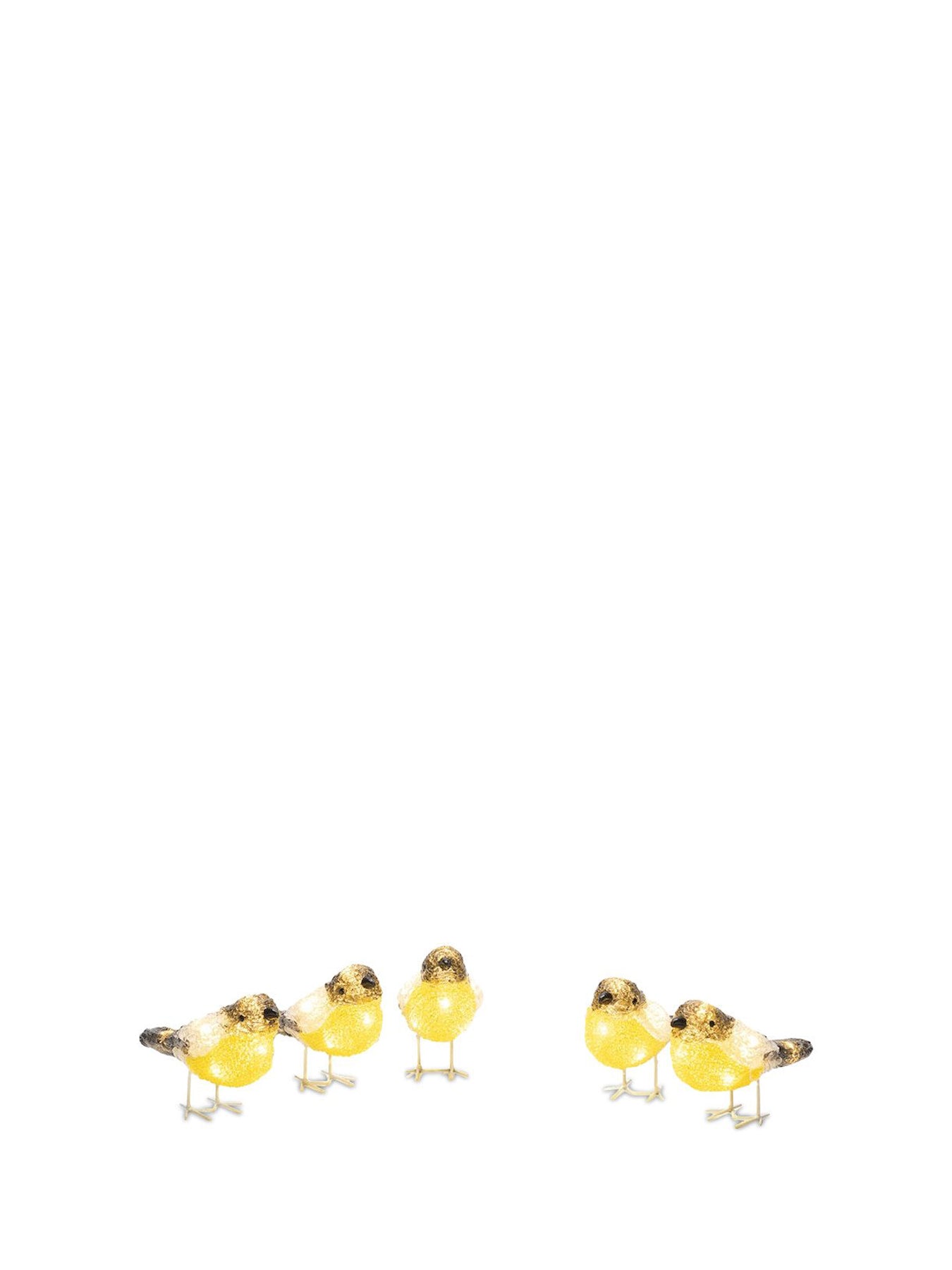 Acrylic Birds Set White Led Pack of 5