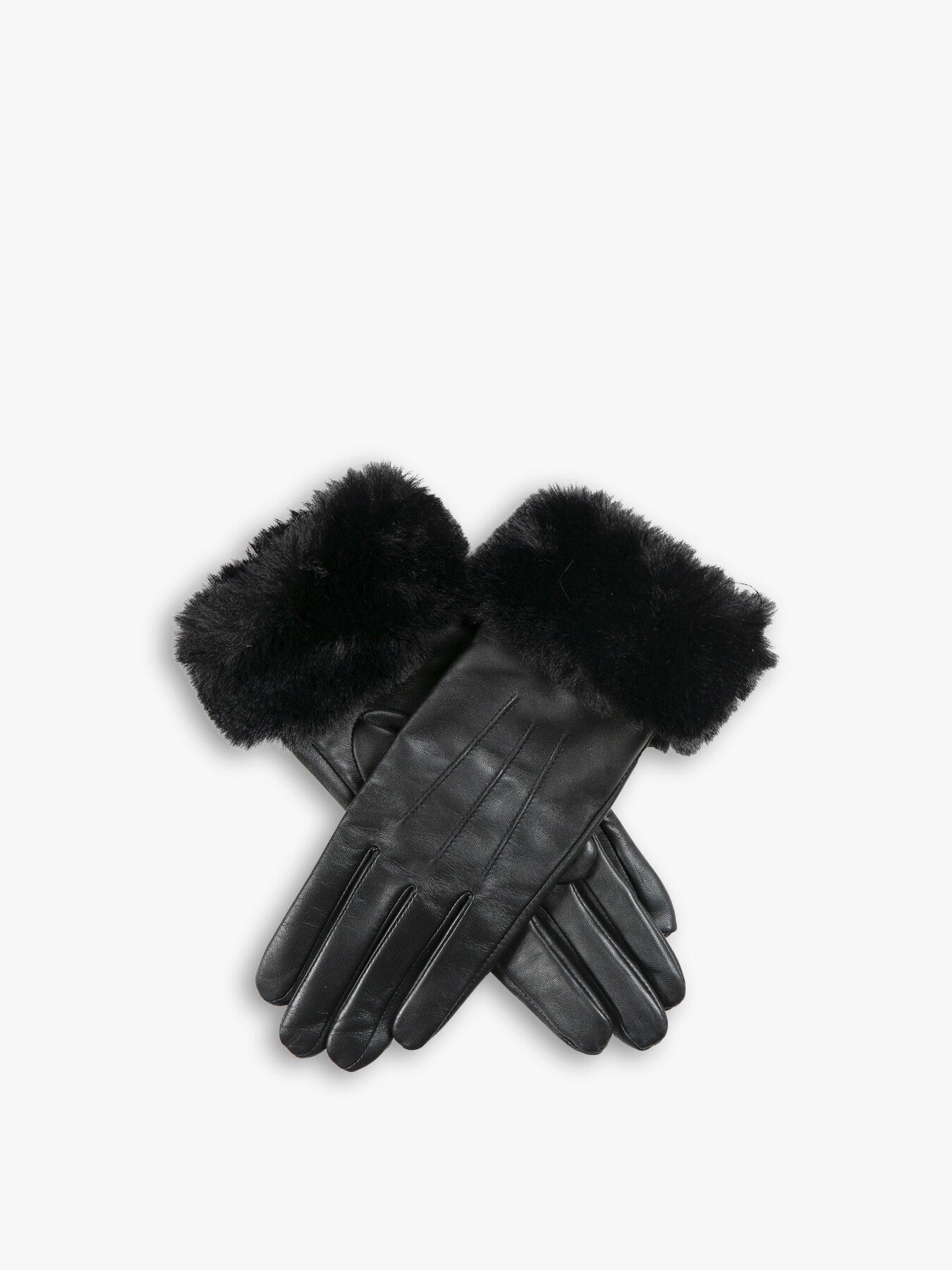 Sarah Touchscreen Leather Glove with Faux Fur Cuff