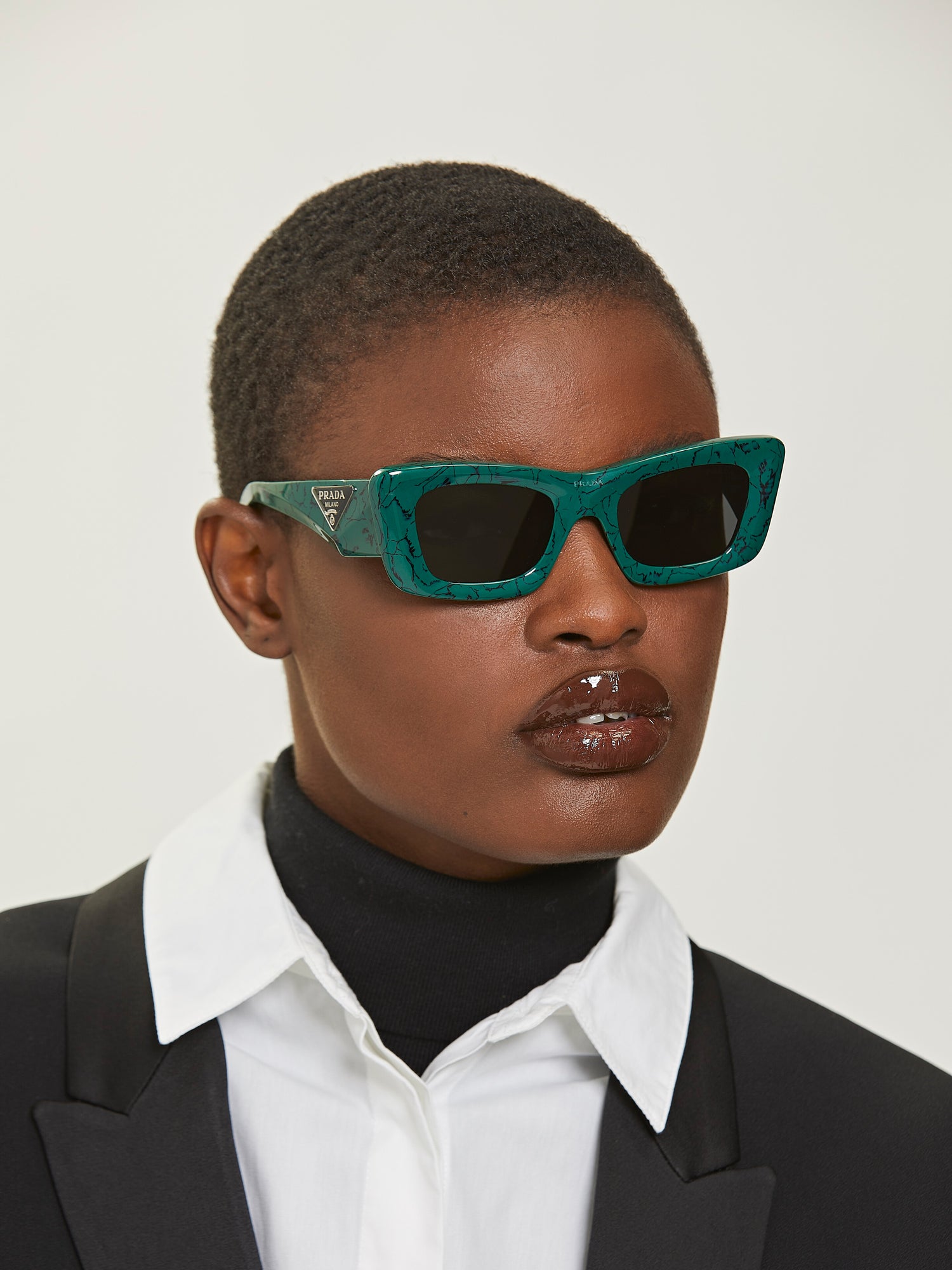 PR 13ZS Rectangular Geometric Acetate Sunglasses