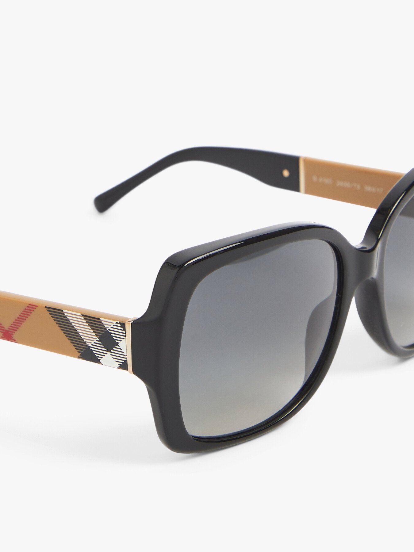 Oval Check Arm Acetate Sunglasses