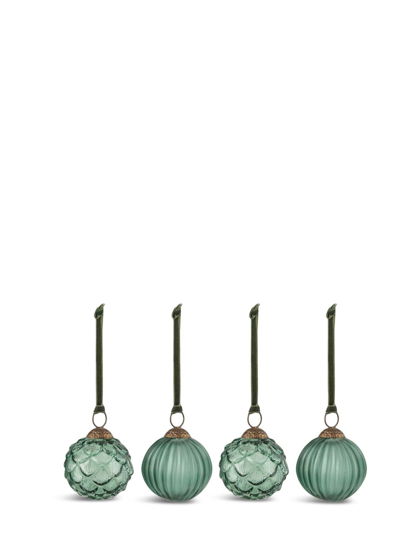 Hara Green Glass Baubles Pack Of 4